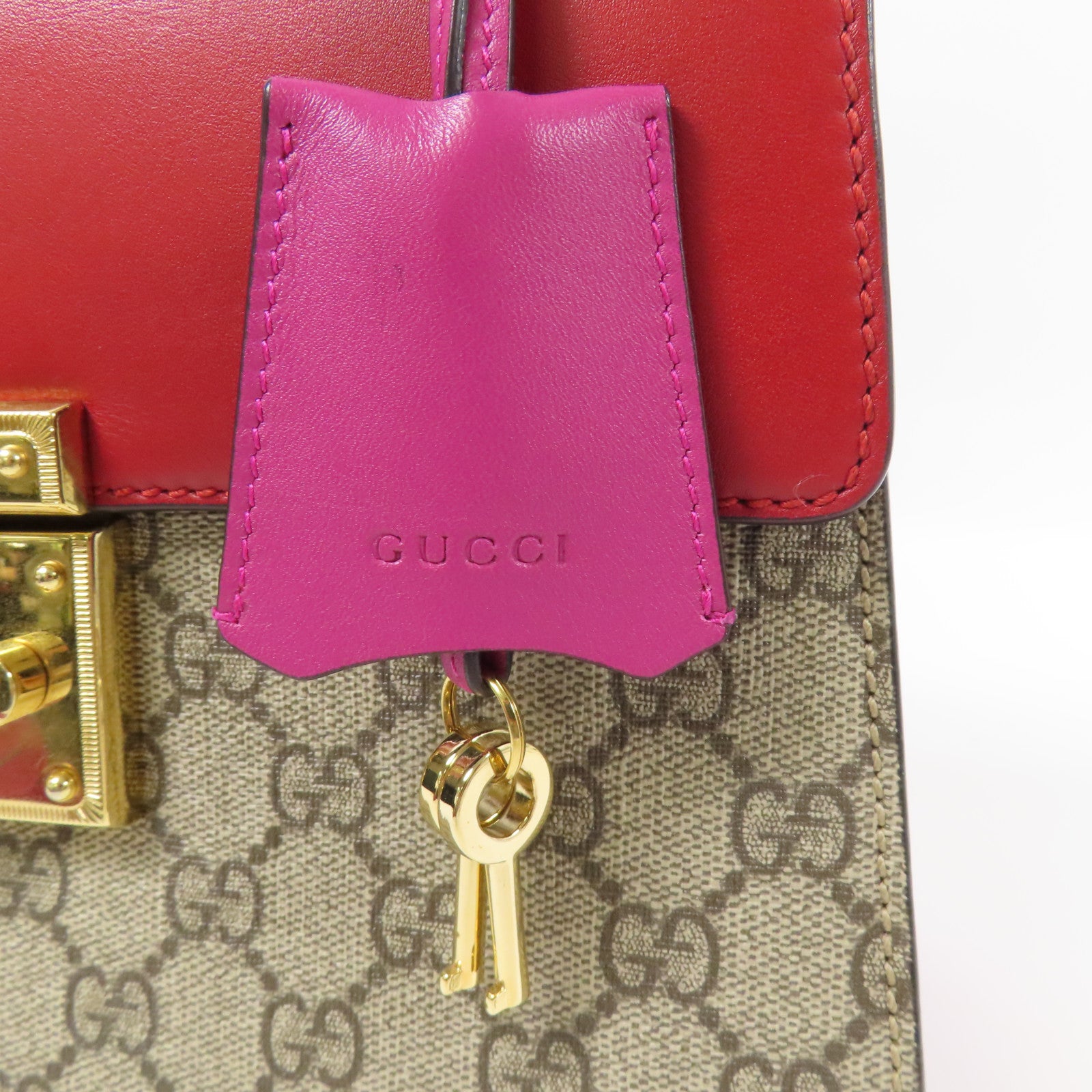 GUCCI 塗層帆布/皮革GG Supreme 2 Way Shoulder Bag金扣手挽肩背兩用袋