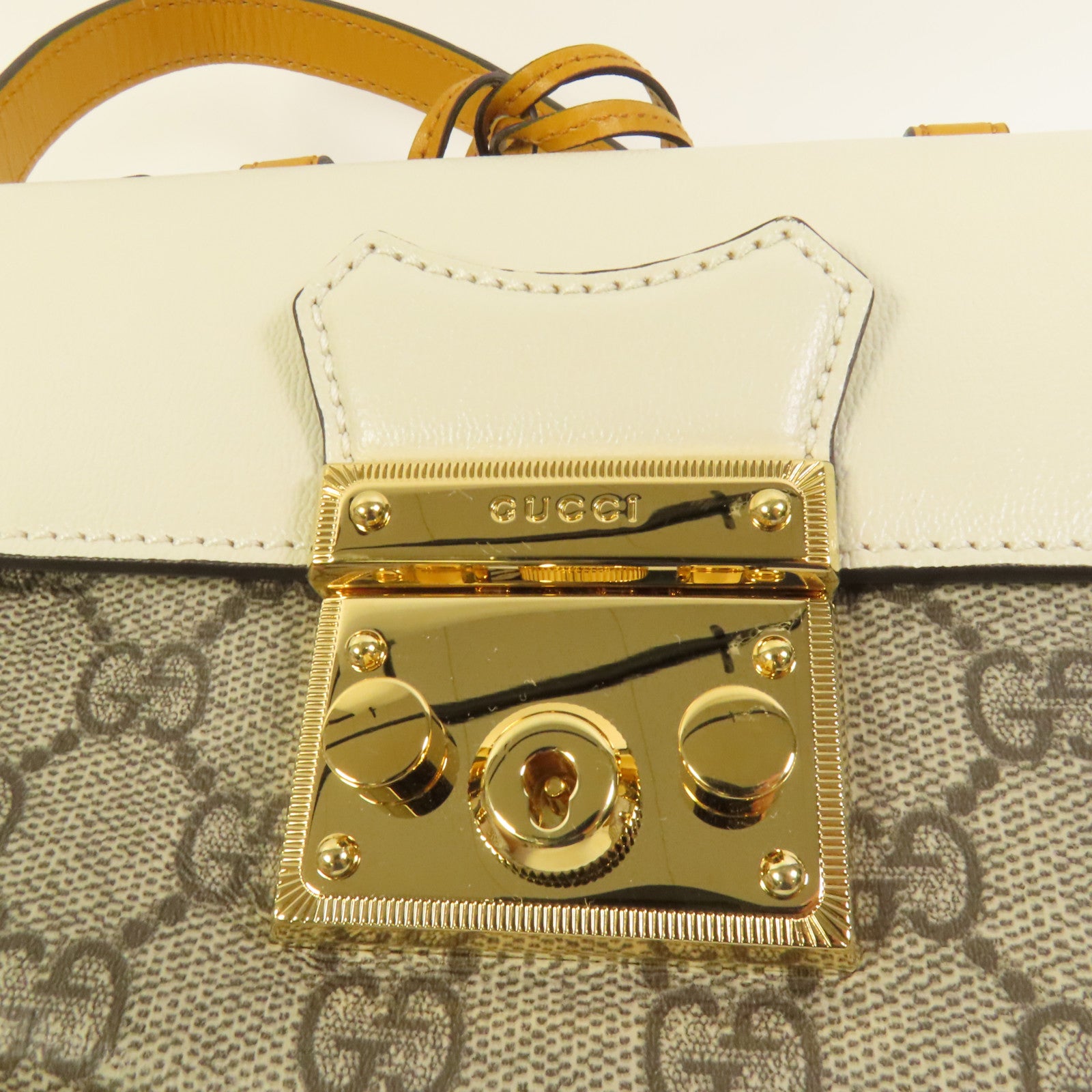 GUCCI 塗層帆布/牛皮皮革Padlock Mini Top Handle Bag金扣手挽肩背兩用袋