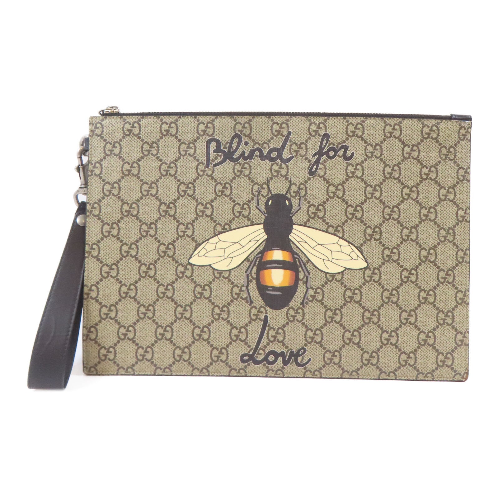 GUCCI 【激減優惠】塗層帆布Hang Bag銀扣手拿包啡色/黑色