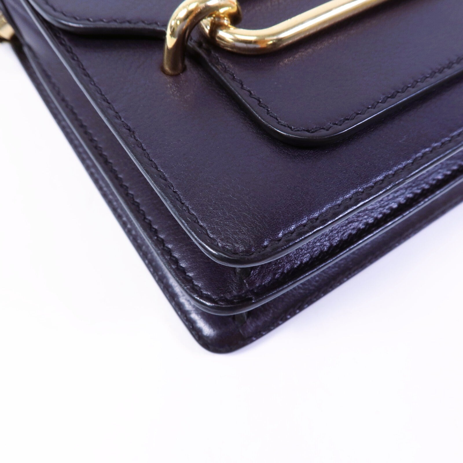 HERMES Evergrain皮革Roulis Mini金扣肩背袋Bleu Indigo