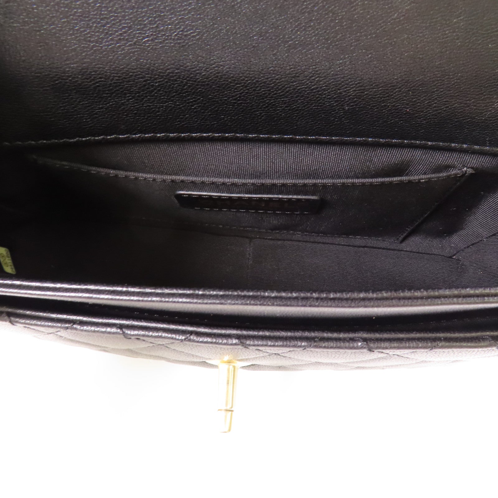 CHANEL 牛皮皮革Chain Shoulder金扣鏈帶手挽肩背兩用袋