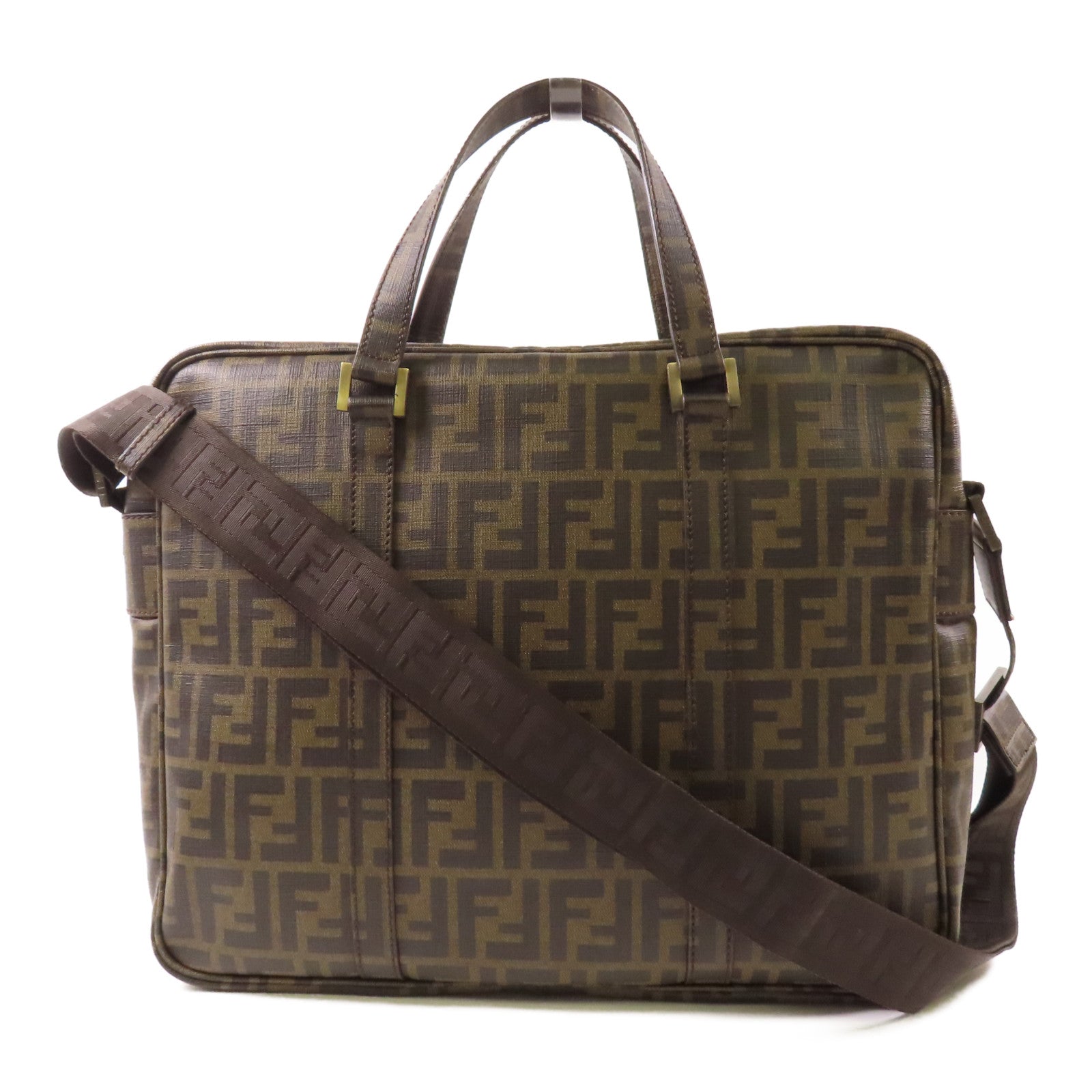 FENDI 塗層帆布Briefcase銀扣手挽肩背兩用袋