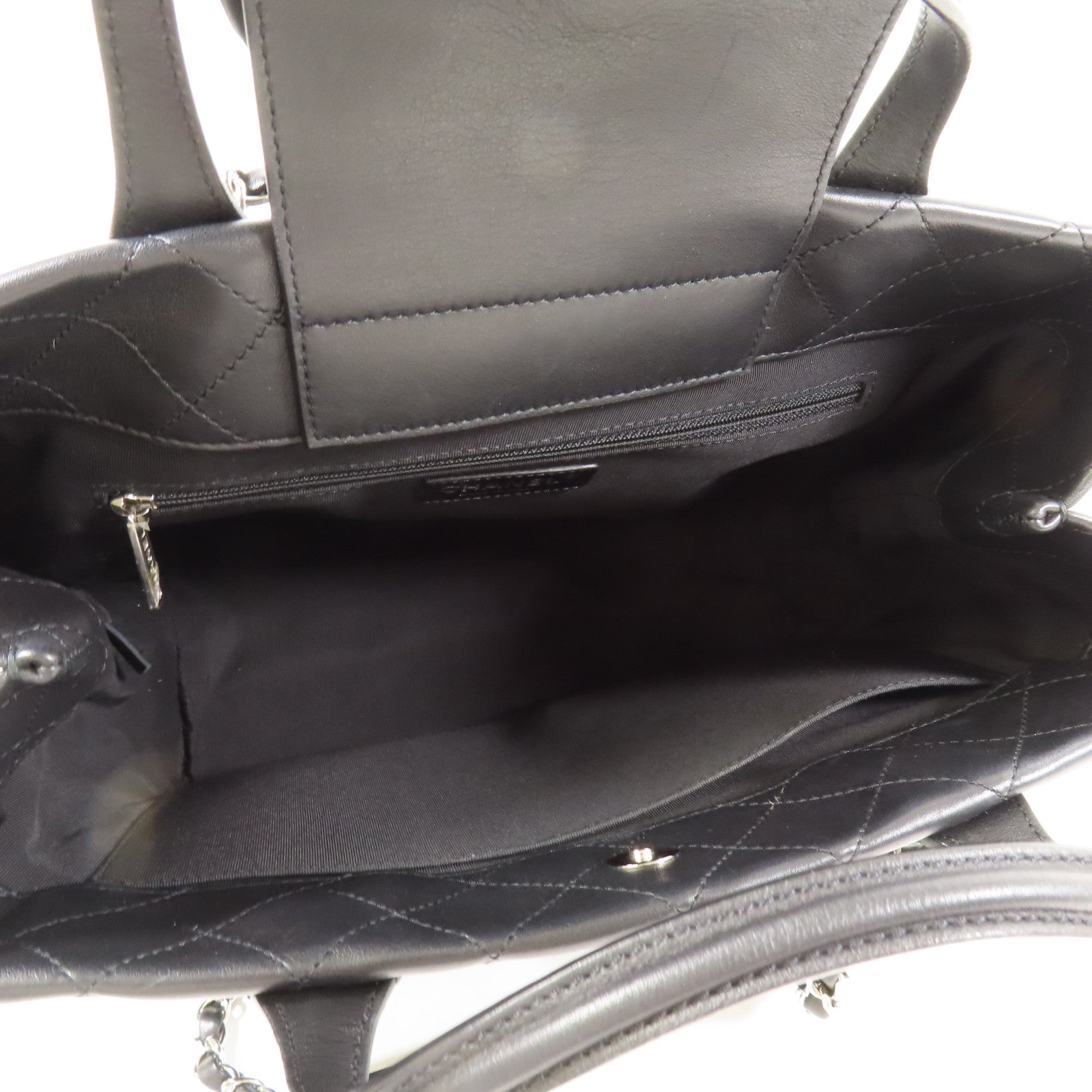 CHANEL 牛皮皮革Chain Shoulder銀扣手挽肩背兩用袋