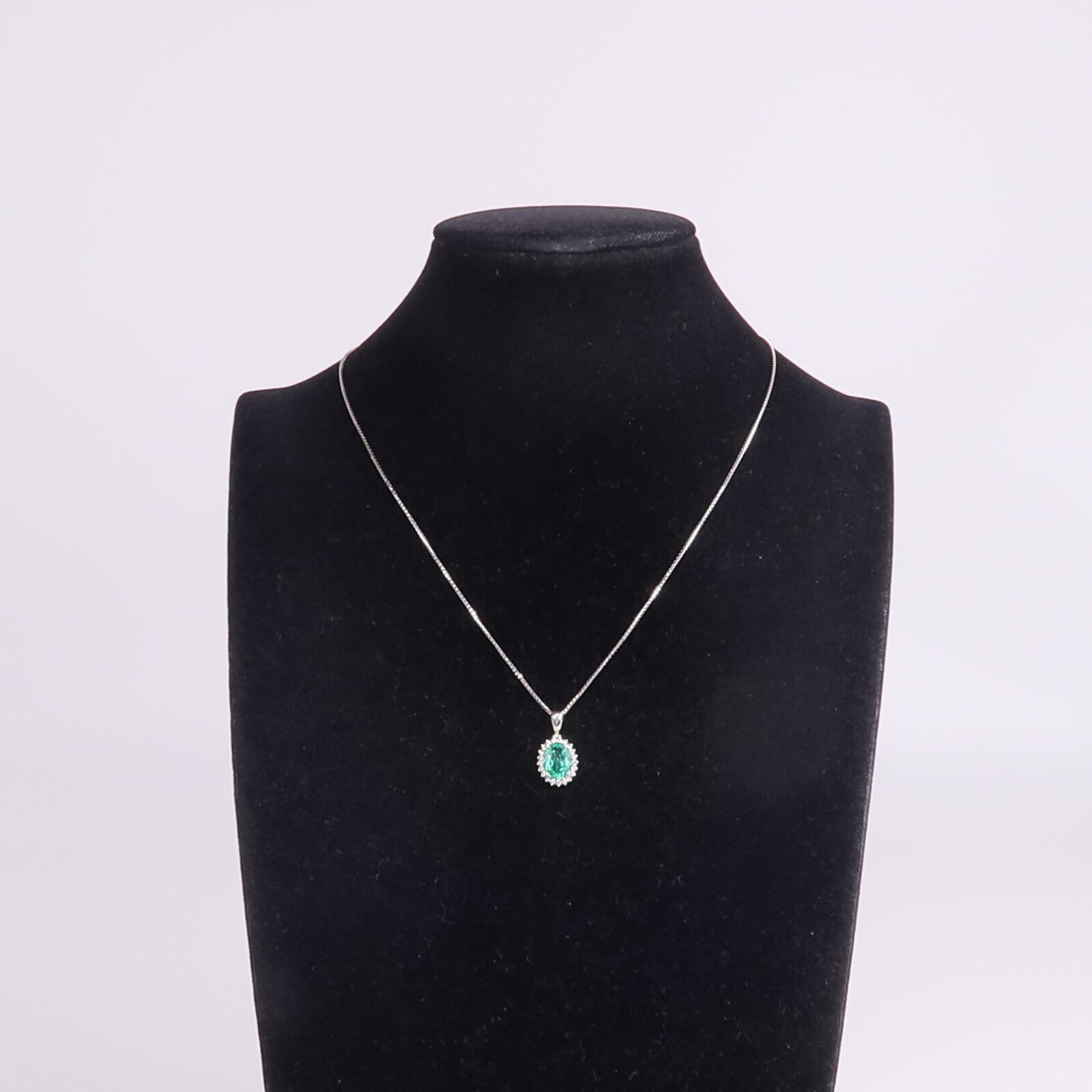 JEWELRY PT900/PT850鉑金Emerald Diamond Necklace綠寶石/鑽石項鍊