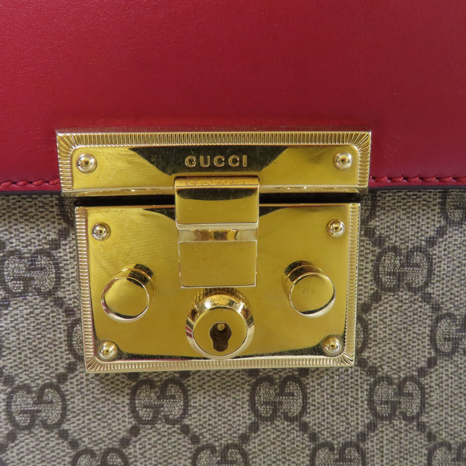 GUCCI 塗層帆布/皮革GG Supreme 2 Way Shoulder Bag金扣手挽肩背兩用袋