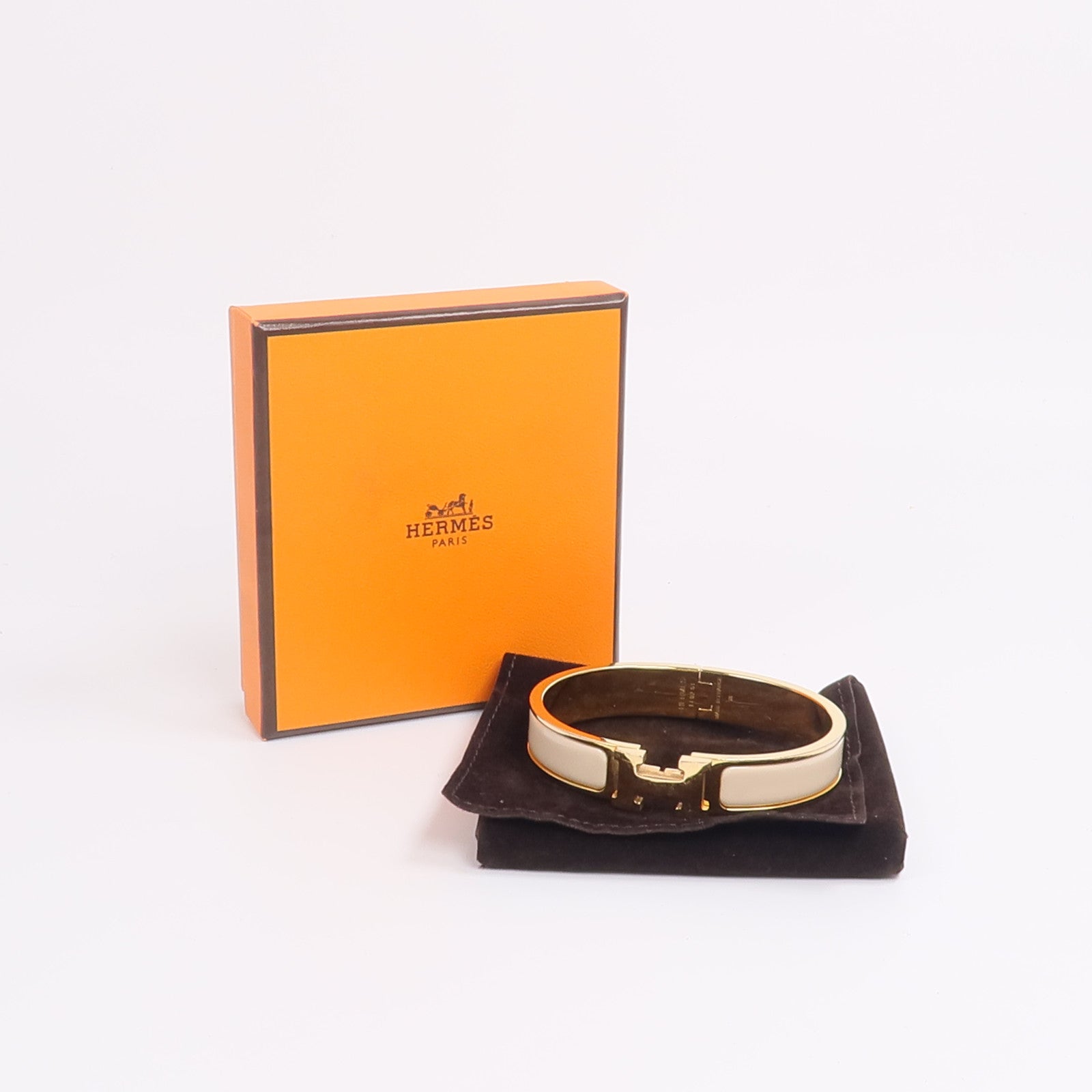 HERMES 金屬/琺瑯Clic H Bracelet手鐲Creme