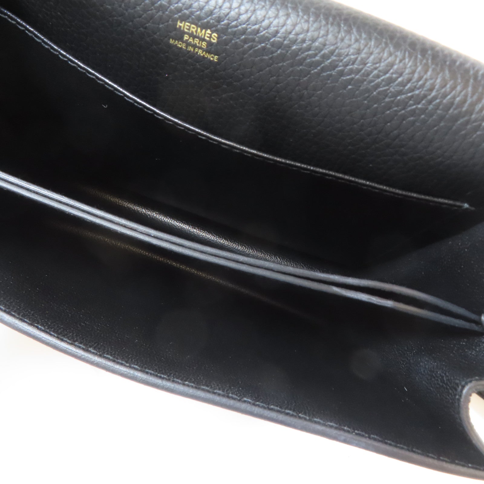 HERMES 【激減優惠】Clemence皮革Roulis 23金扣肩背袋Nior色/黑色