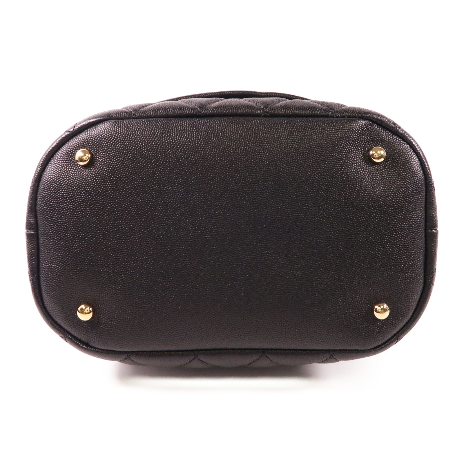 CHANEL CC GHW 2 Way Shoulder Bucket Bag Calfskin Leather Black