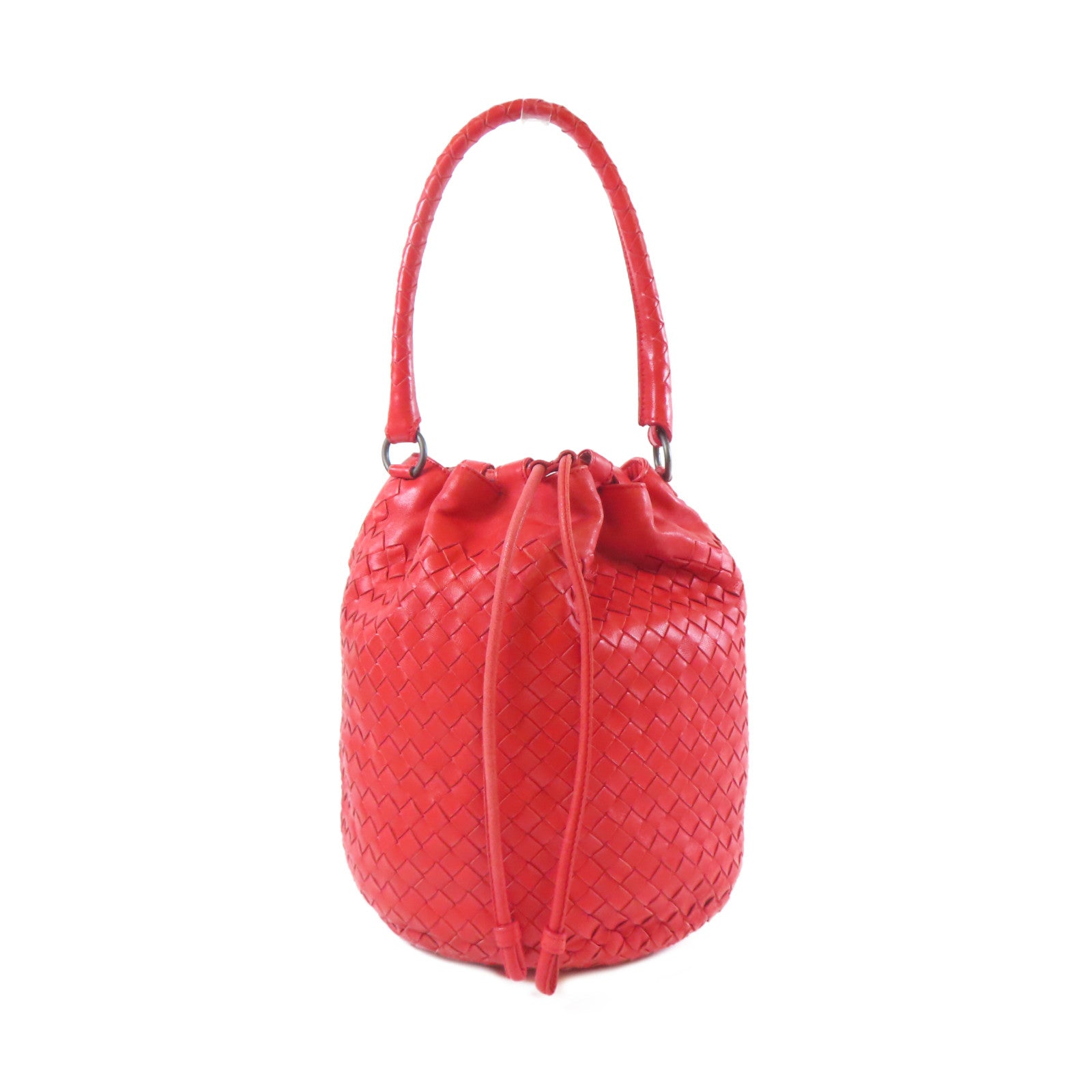 BOTTEGA VENETA 【激減優惠】織紋皮革Shoulder Bag黑扣肩背袋紅色