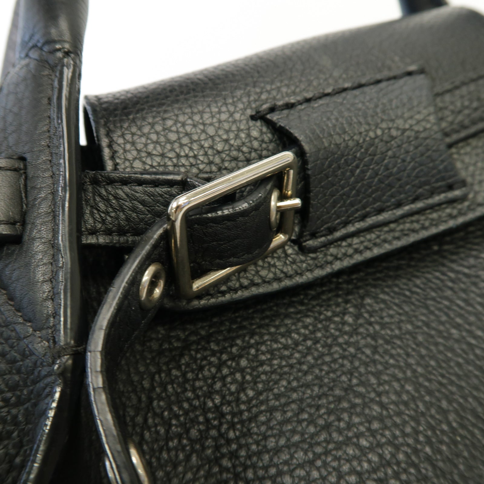 CELINE 牛皮皮革Big Bag銀扣手挽肩背兩用袋黑色