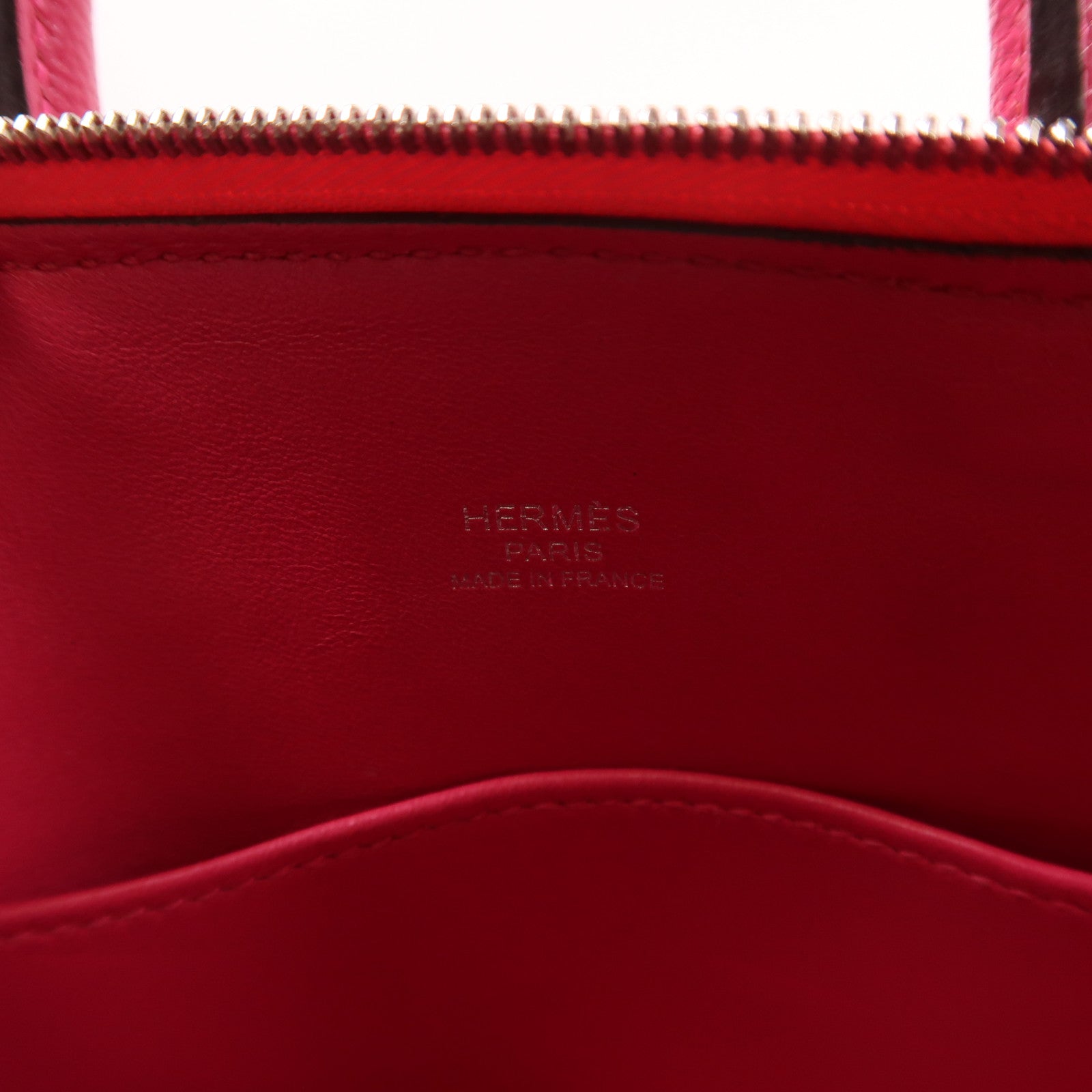 HERMES 【激減優惠】Chevre皮革Mini Bolide銀扣手挽肩背兩用袋Rose Pourpre