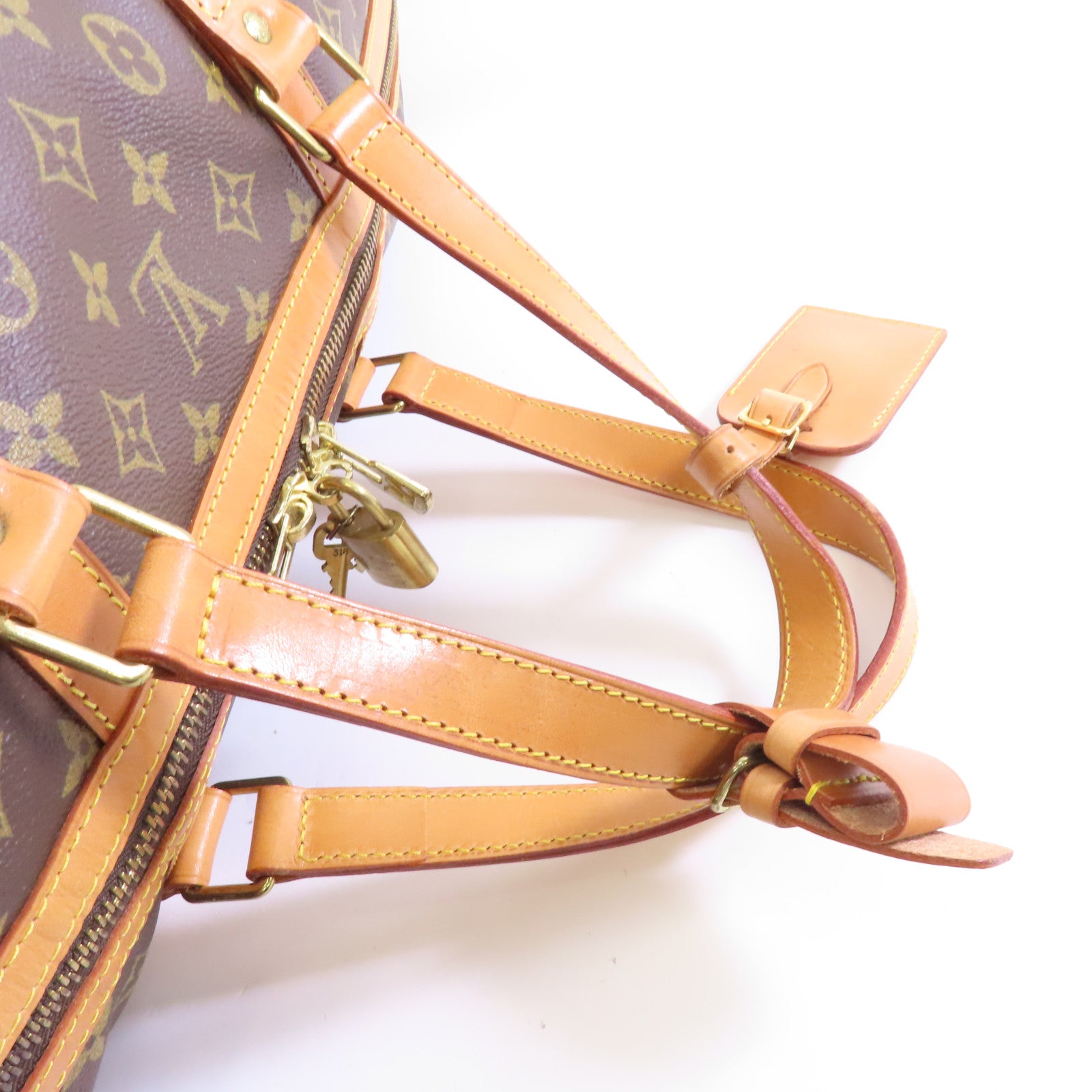 LOUIS VUITTON Monogram Keepall 55金扣波士顿包棕色