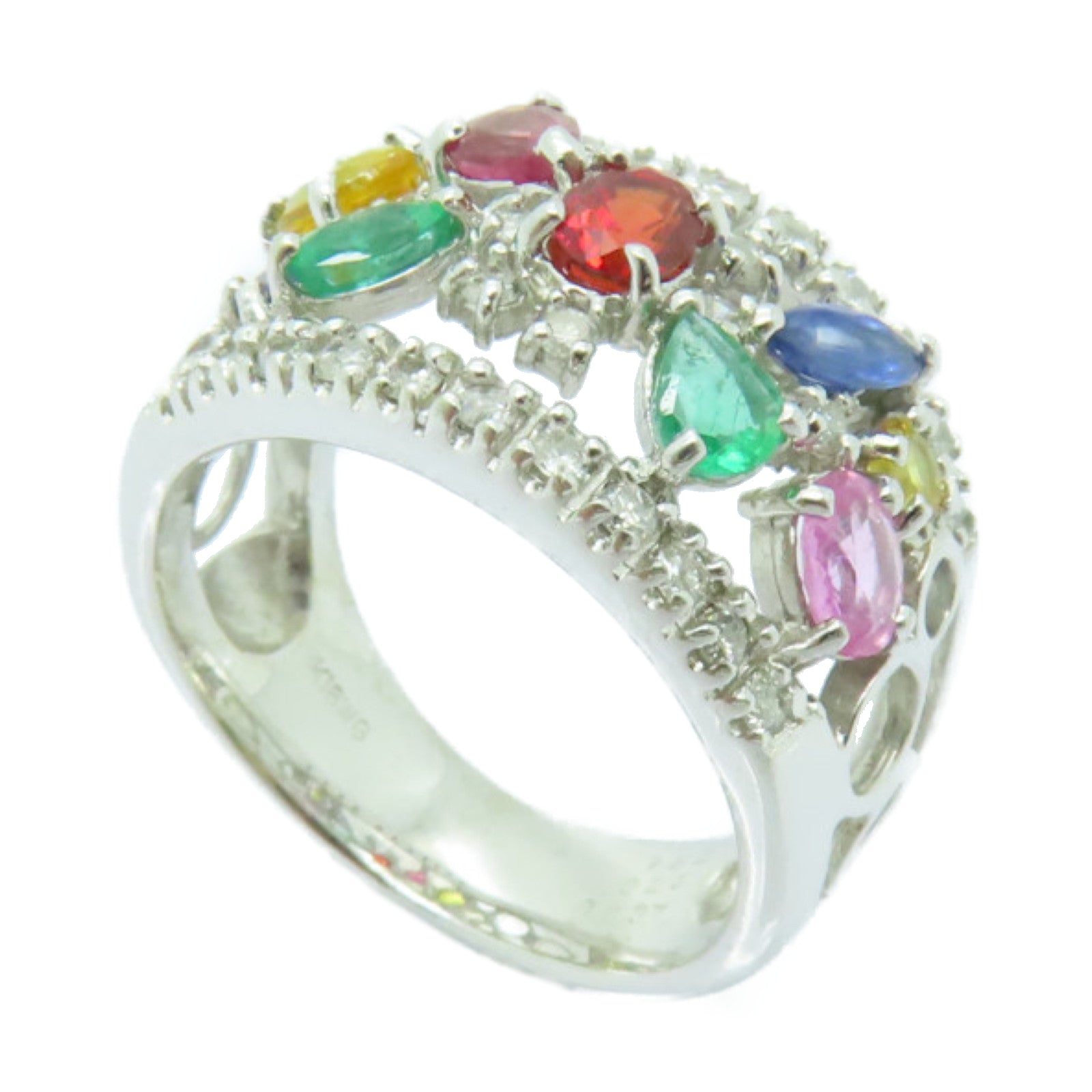 JEWELRY **【激減優惠】18K白金Ring0.037/0.23/1.52ct鑽石戒指彩色US#5.75