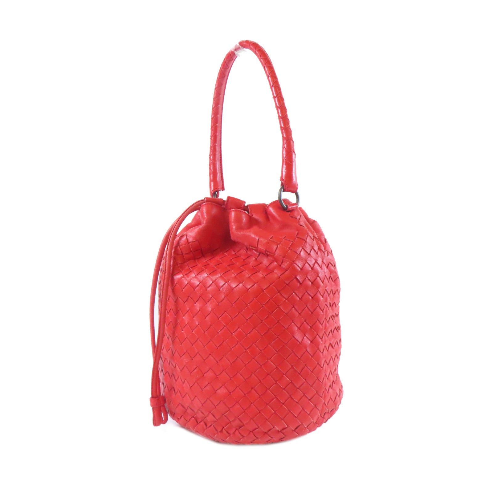 BOTTEGA VENETA 【激減優惠】織紋皮革Shoulder Bag黑扣肩背袋紅色