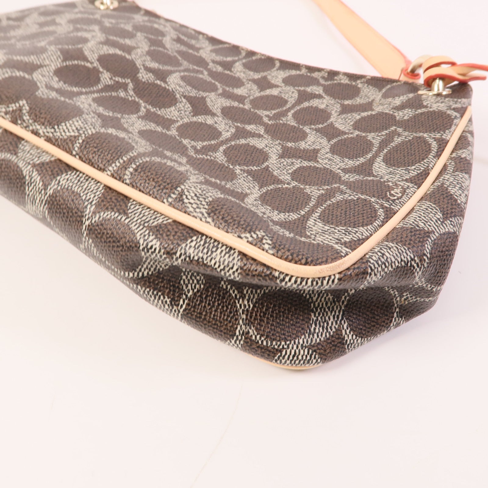 COACH 塗層帆布Shoulder Bag金扣手挽肩背兩用袋