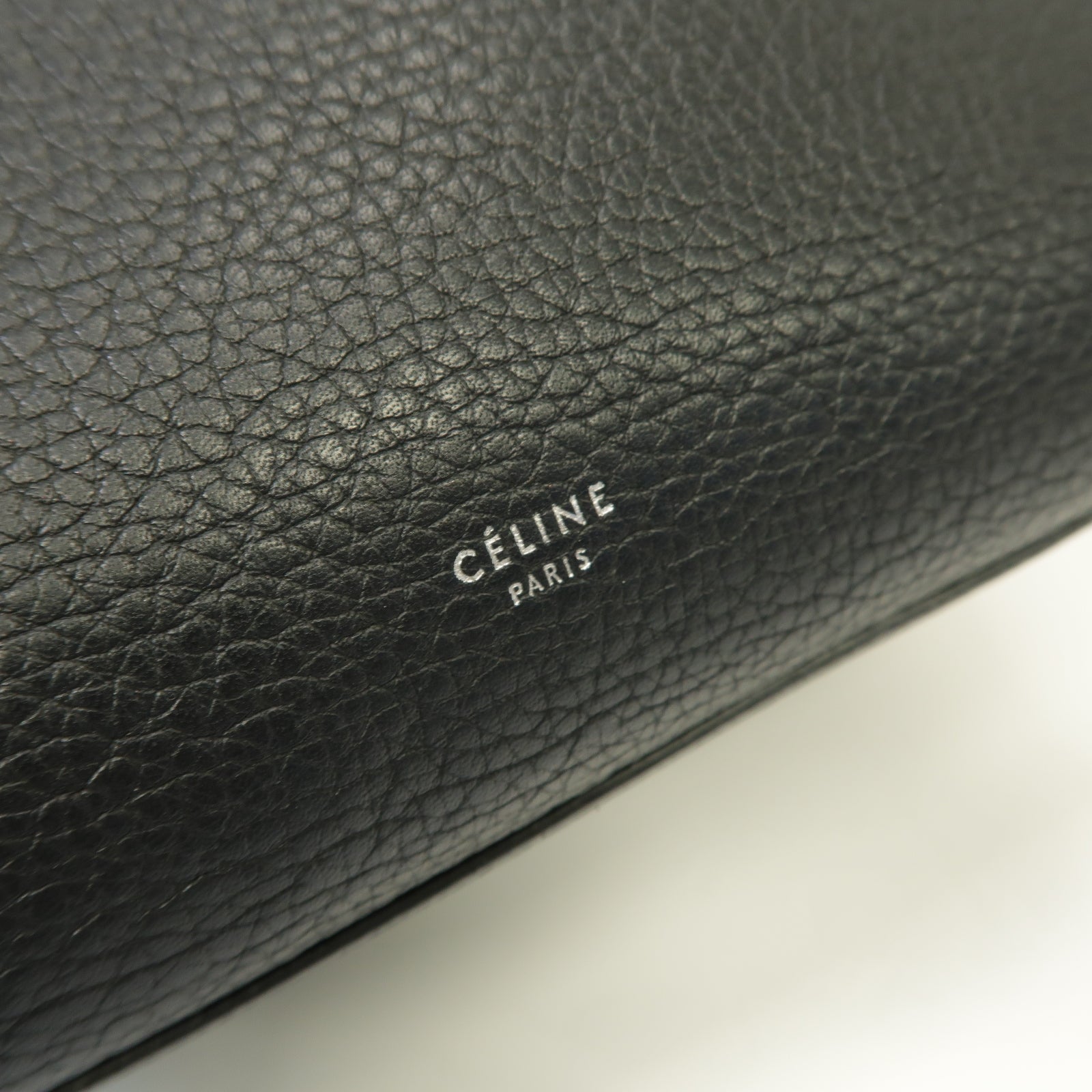 CELINE 牛皮皮革Big Bag銀扣手挽肩背兩用袋黑色