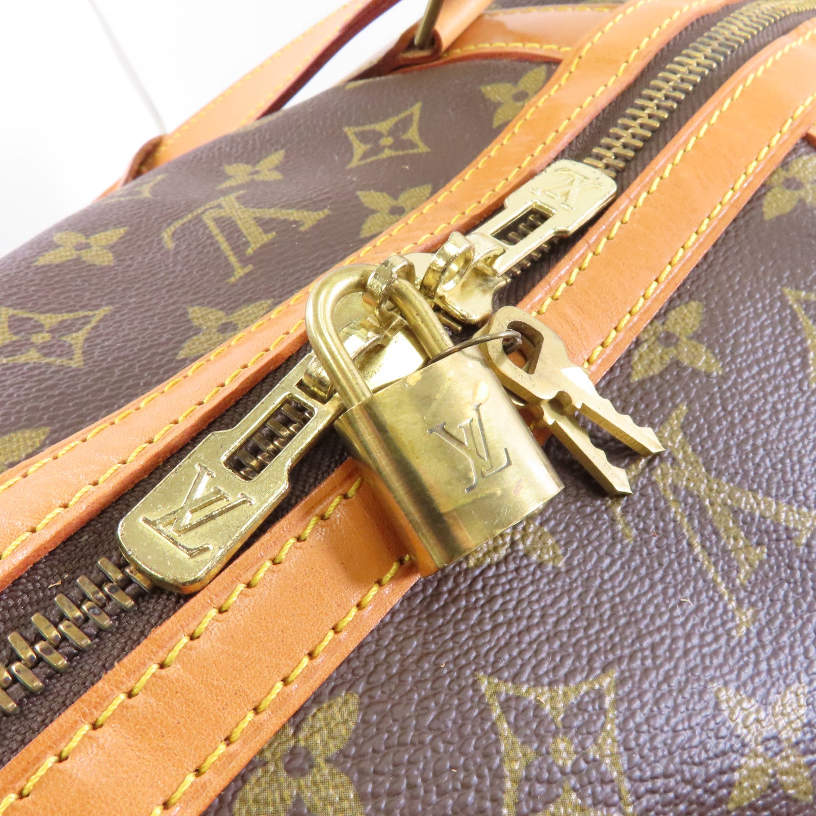 LOUIS VUITTON Monogram Keepall 55金扣波士顿包棕色
