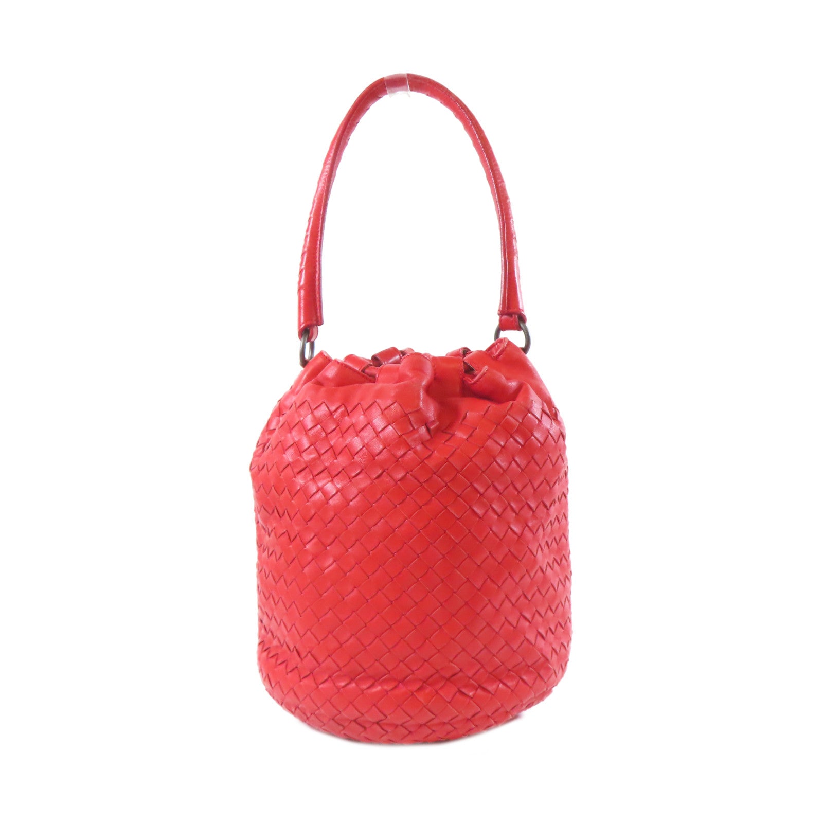 BOTTEGA VENETA 【激減優惠】織紋皮革Shoulder Bag黑扣肩背袋紅色