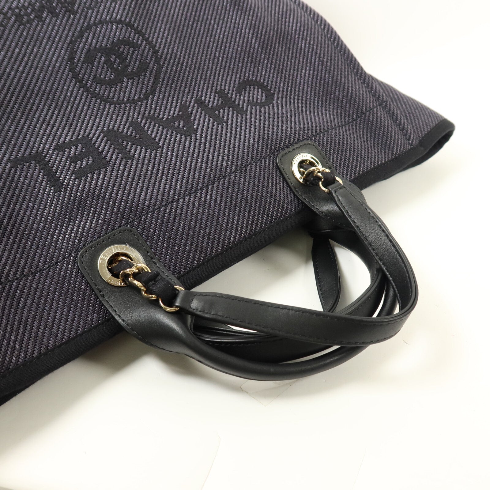 CHANEL 帆布Deauville Tote Bag手挽肩背兩用袋