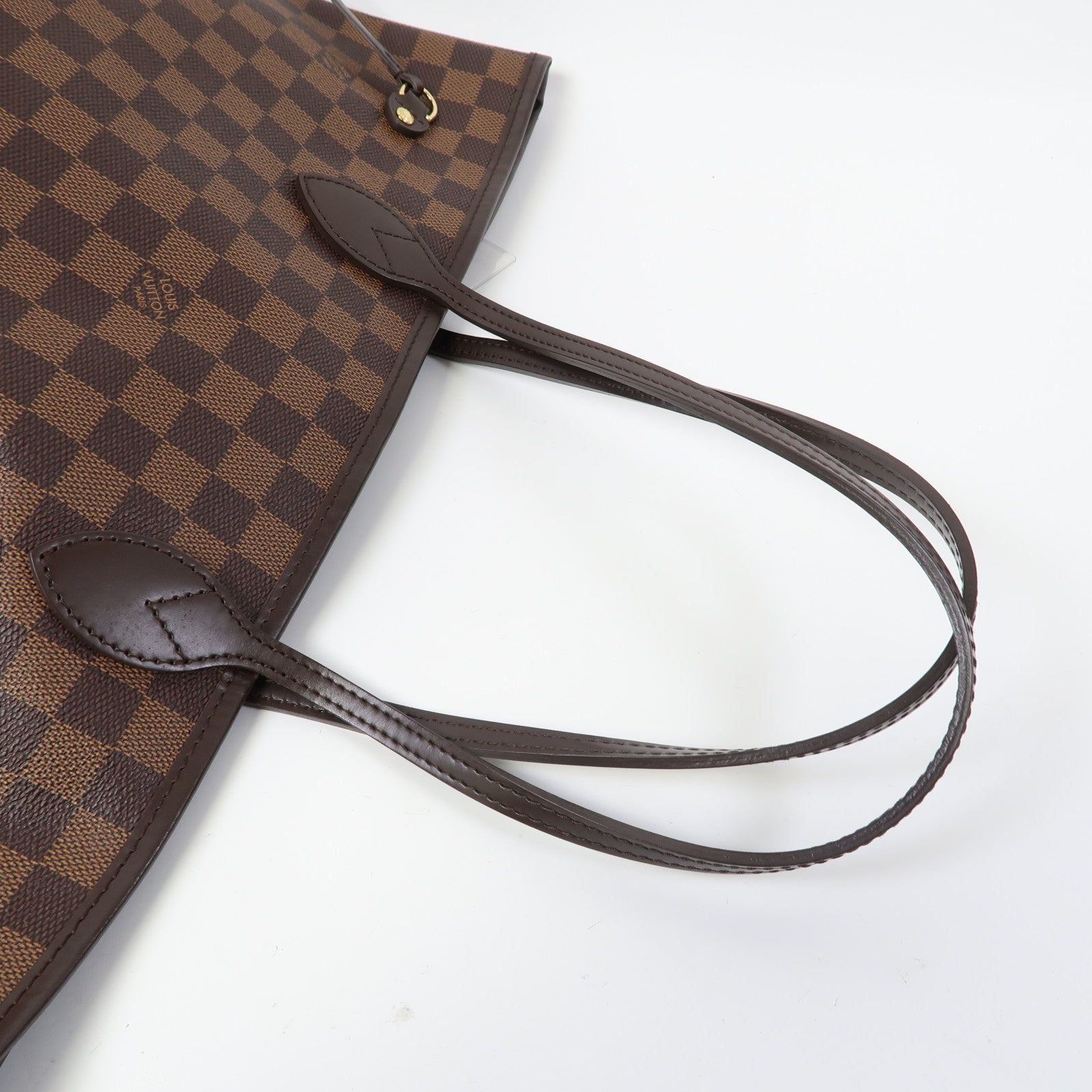 LOUIS VUITTON Damier Neverfull MM金扣肩背袋啡色