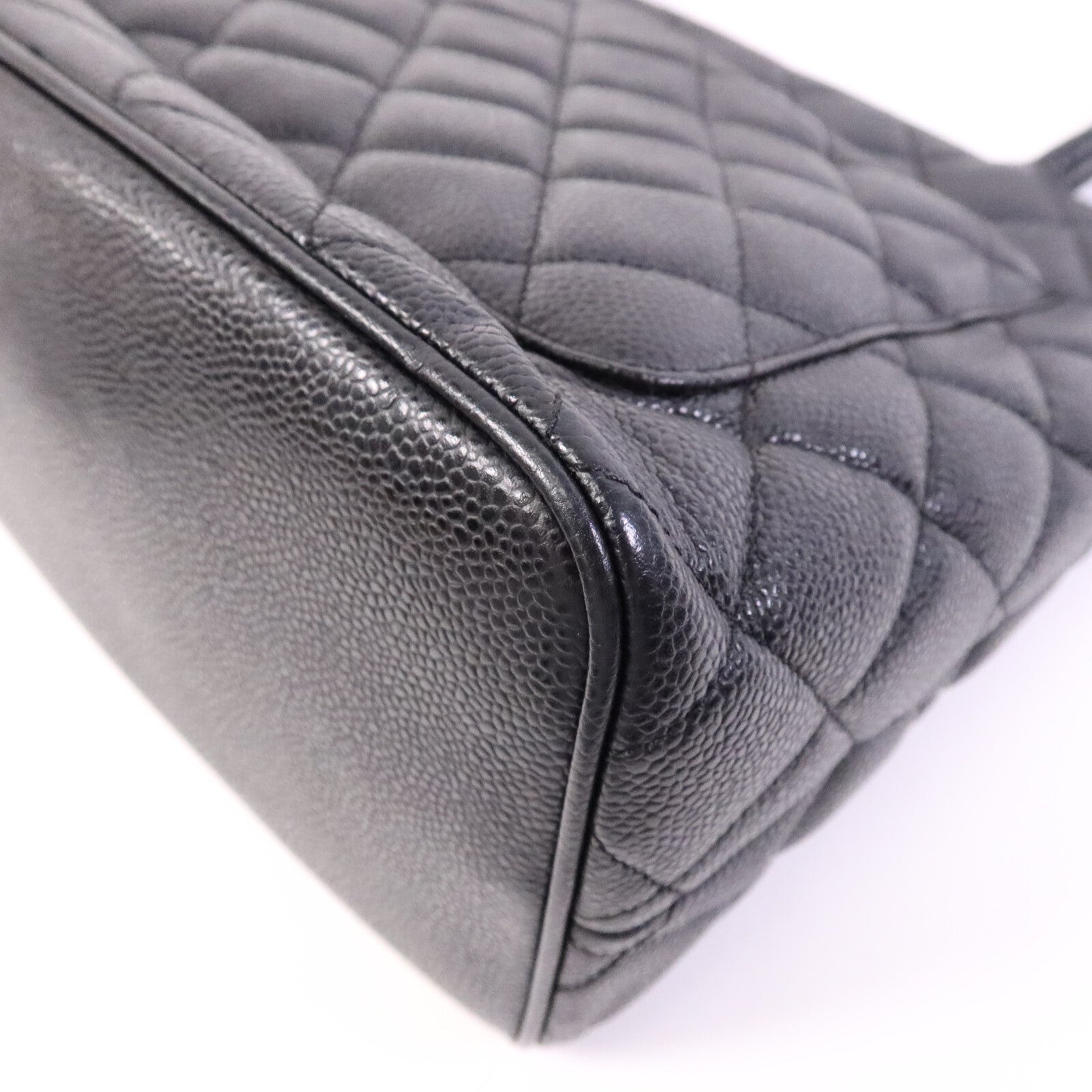 CHANEL 牛皮皮革Shoulder Bag銀扣肩背袋