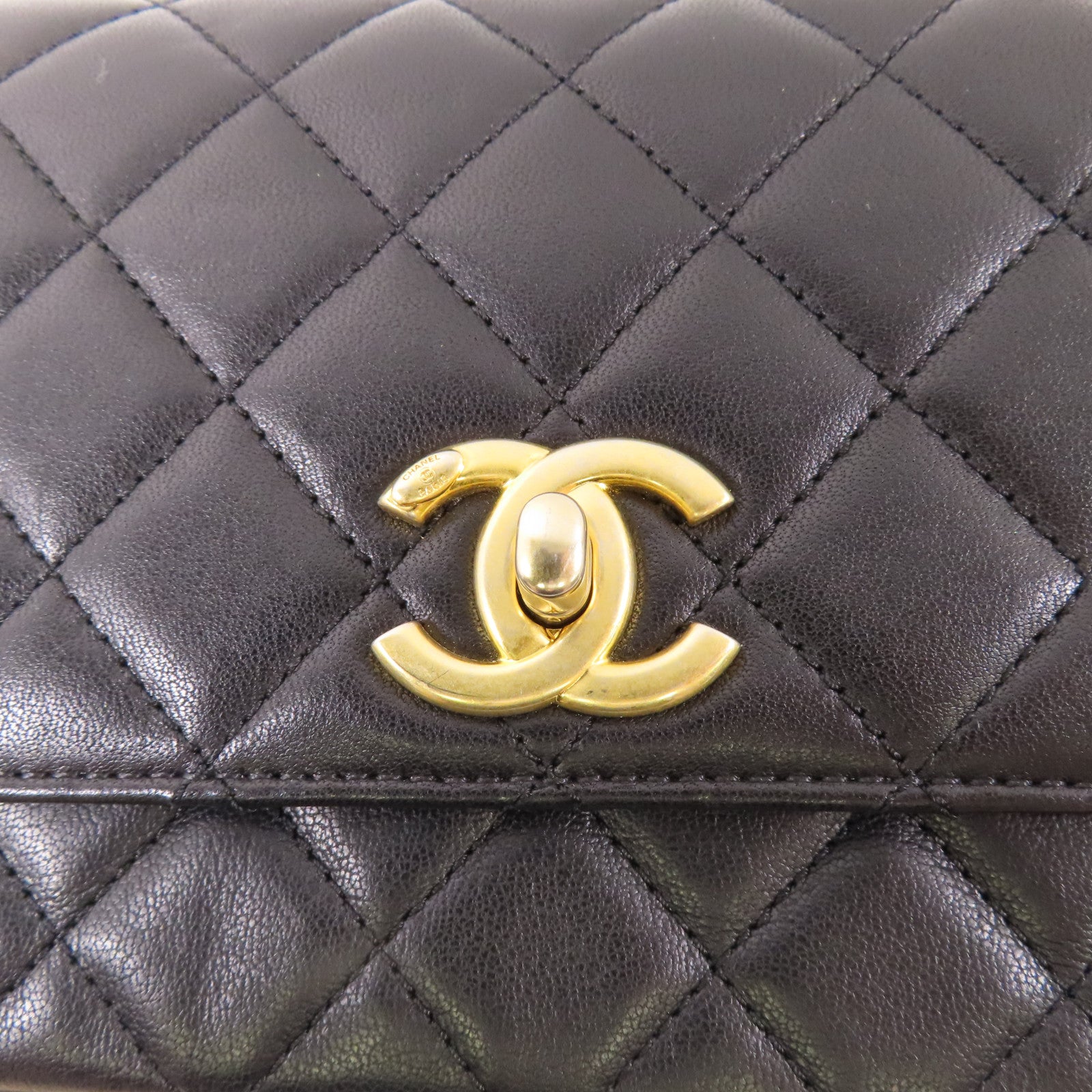CHANEL 牛皮皮革Chain Shoulder金扣鏈帶手挽肩背兩用袋