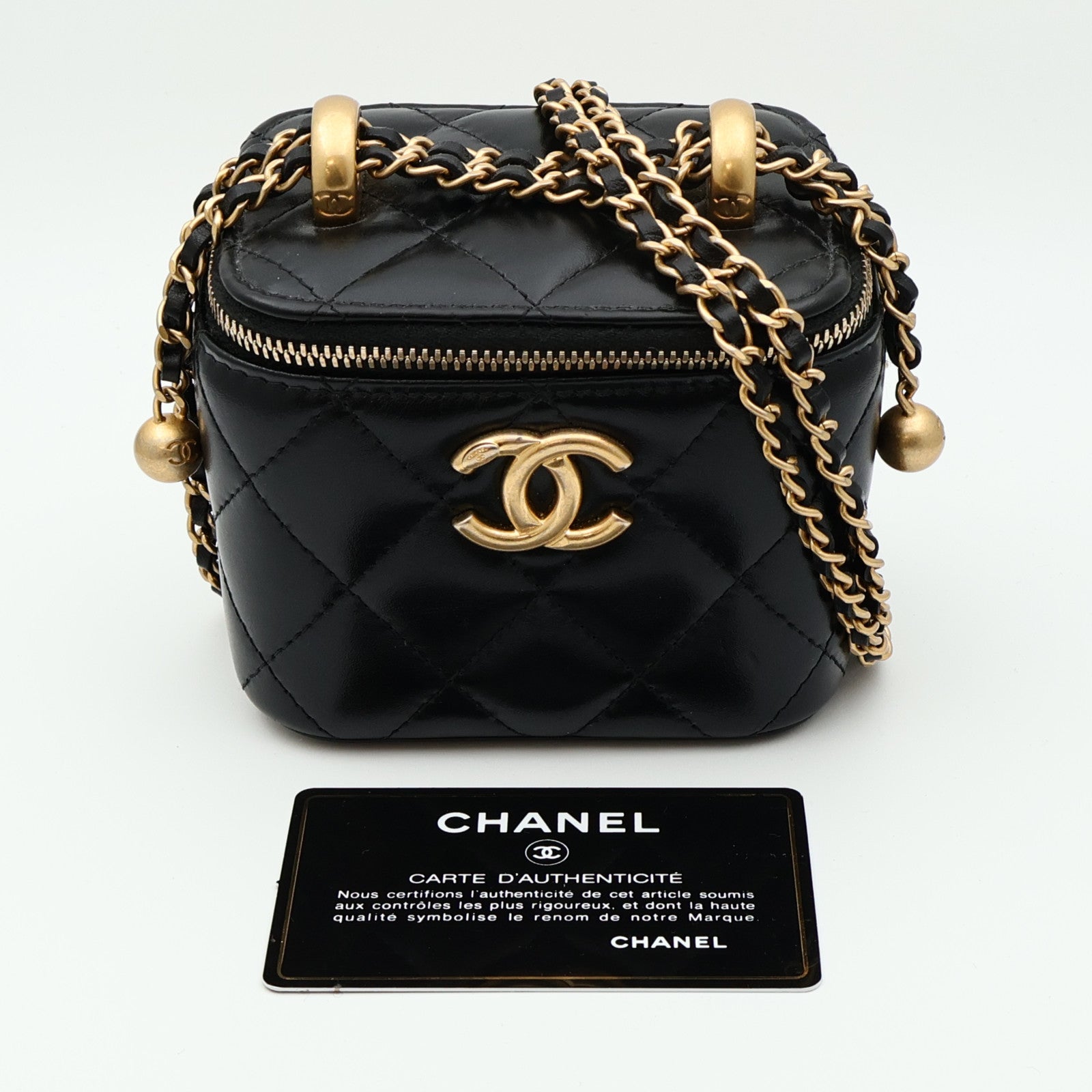 CHANEL 羊皮皮革Mini Vanity Case金扣鏈帶肩背袋