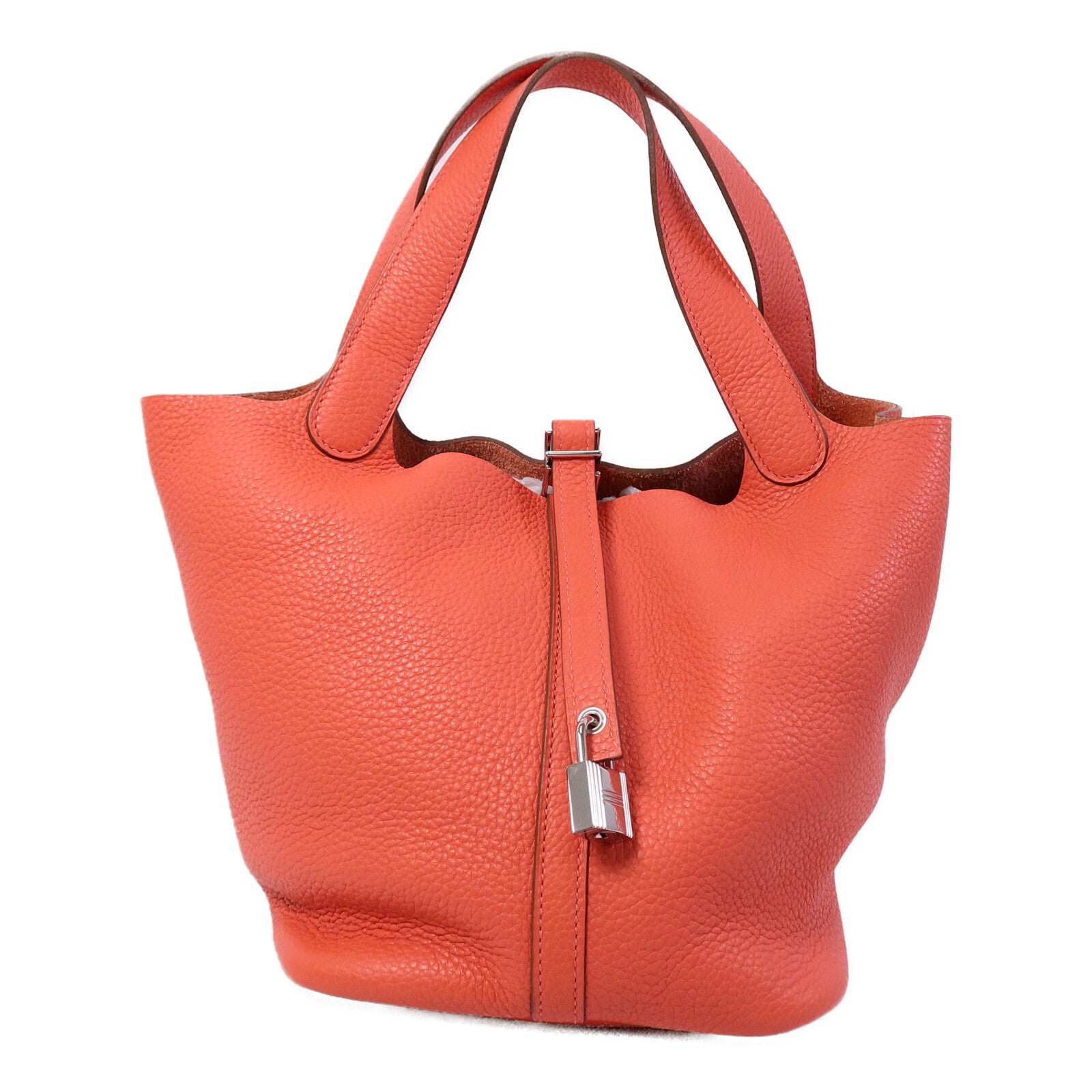 HERMES Clemence皮革Picotin MM扣手挽袋Rose Jaipur