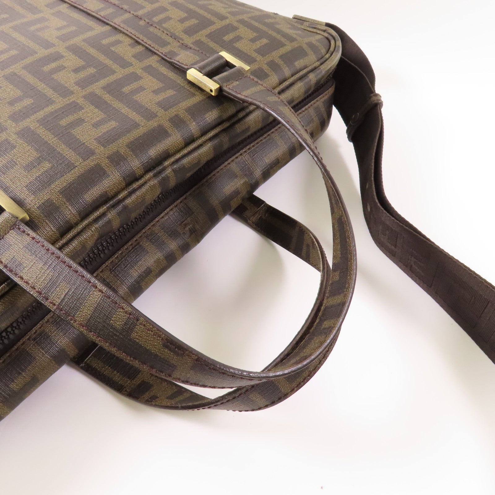 FENDI 塗層帆布Briefcase銀扣手挽肩背兩用袋