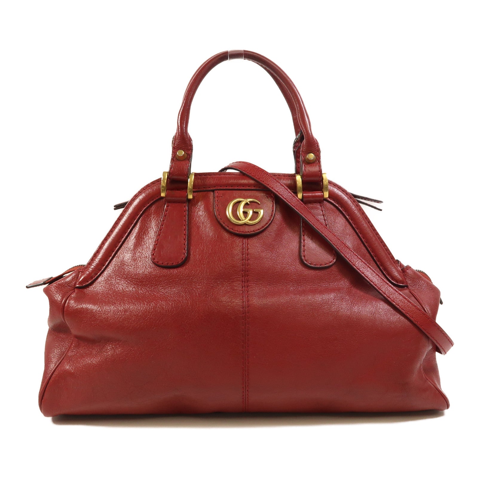 GUCCI 牛皮皮革Liber金扣手挽肩背兩用袋