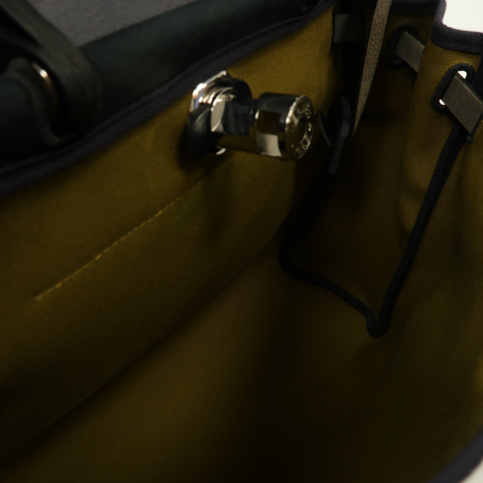 HERMES 【激減優惠】帆布Herbag PM銀扣手挽肩背兩用袋綠色