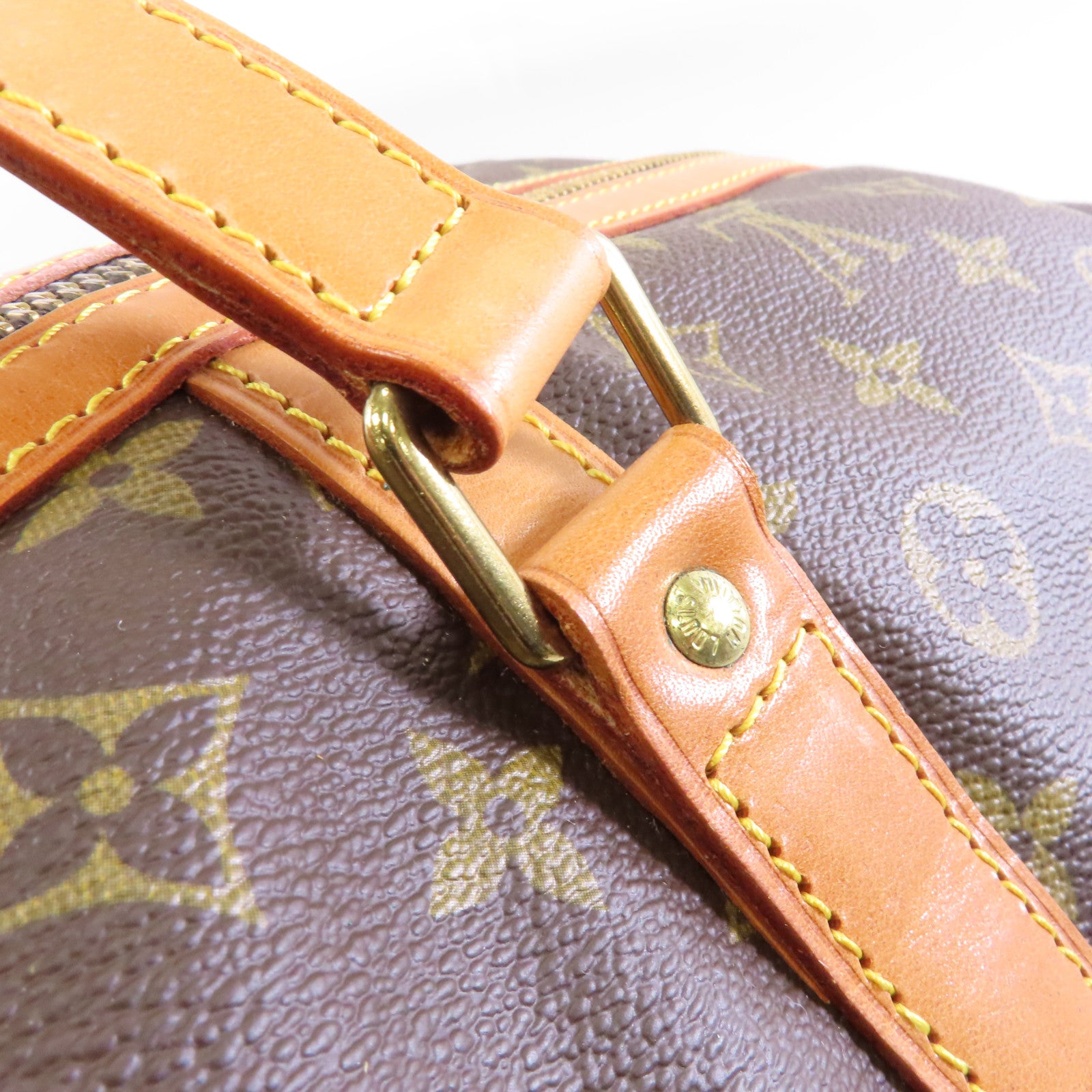 LOUIS VUITTON Monogram Keepall 55金扣波士顿包棕色