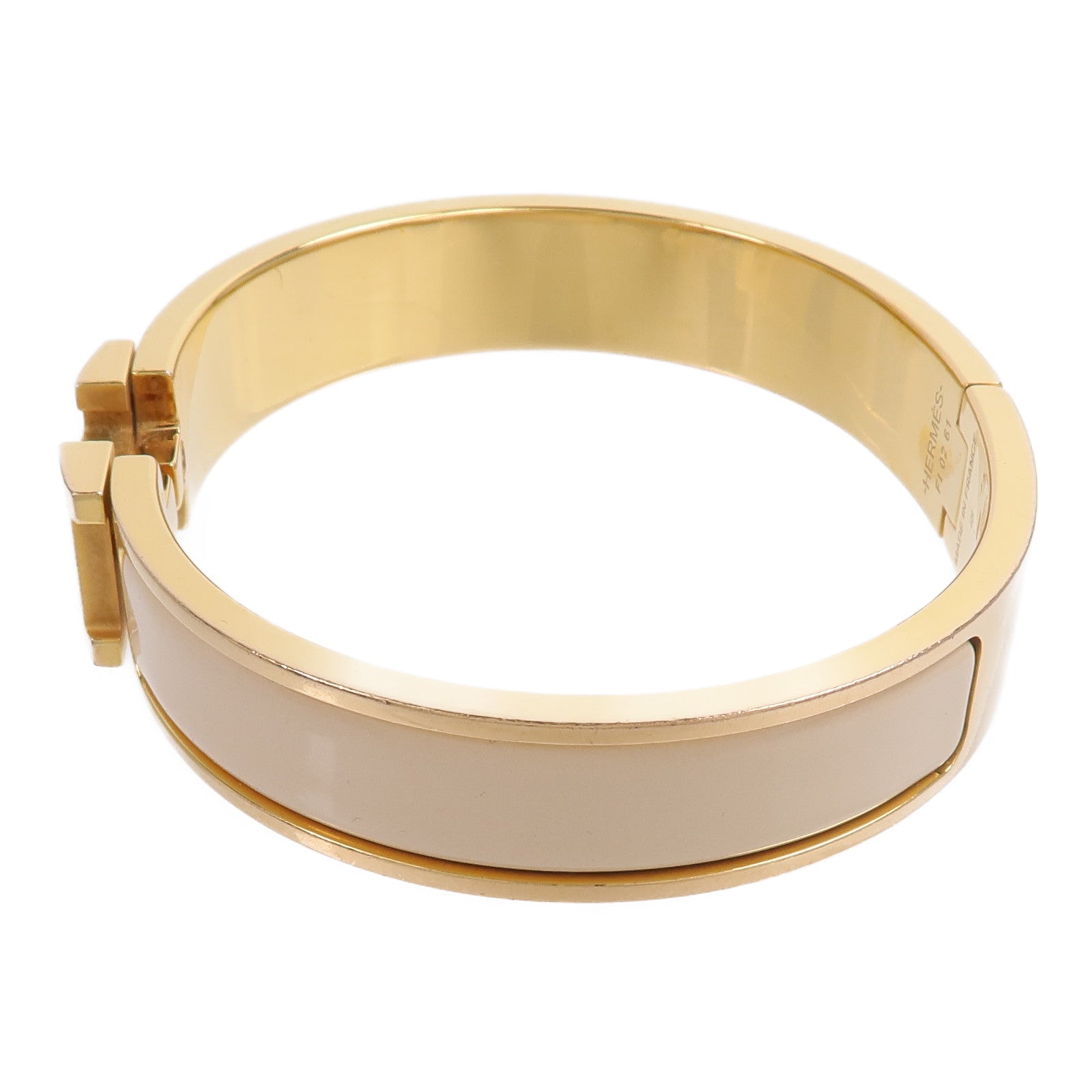 HERMES 金屬/琺瑯Clic H Bracelet手鐲Creme