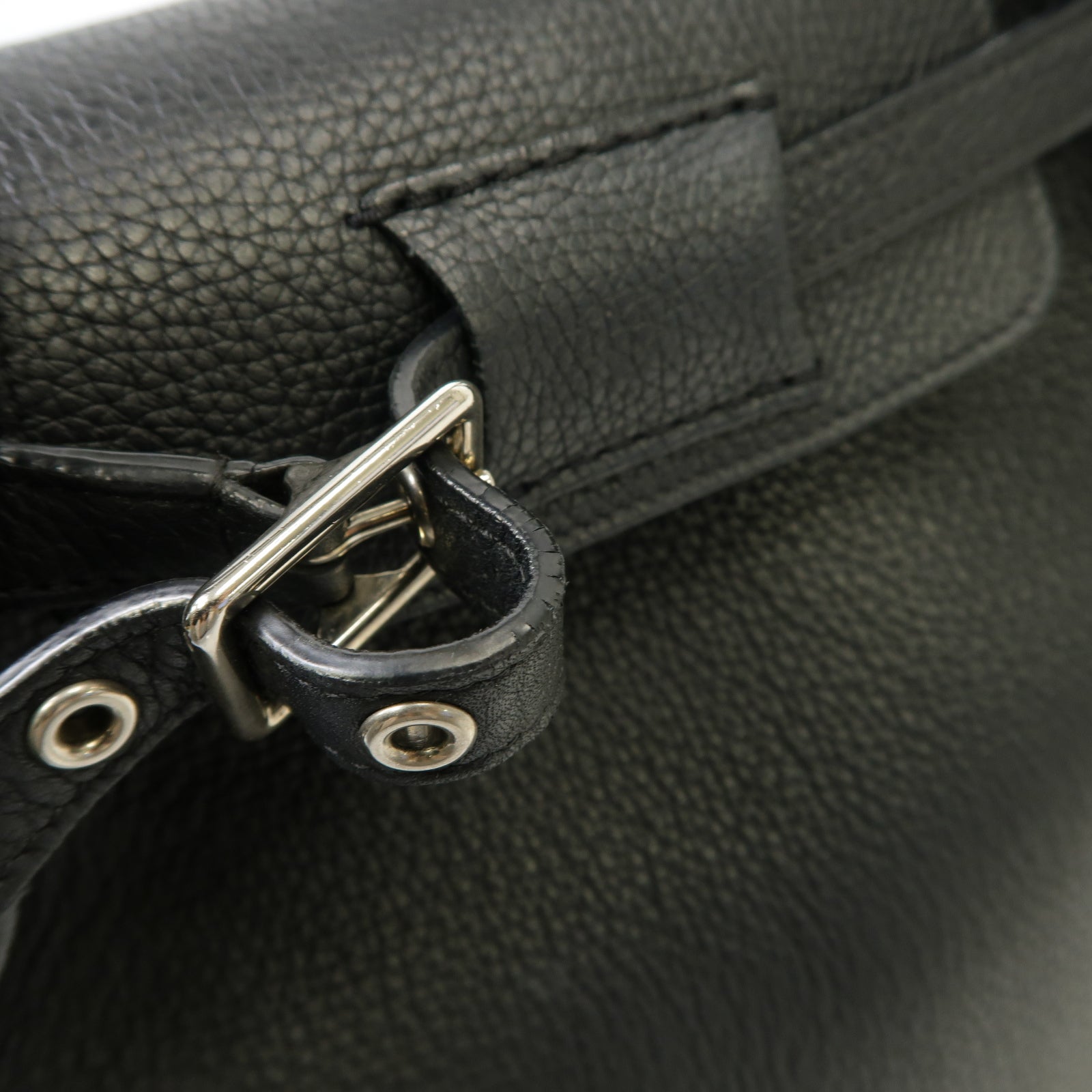 CELINE 牛皮皮革Big Bag銀扣手挽肩背兩用袋黑色