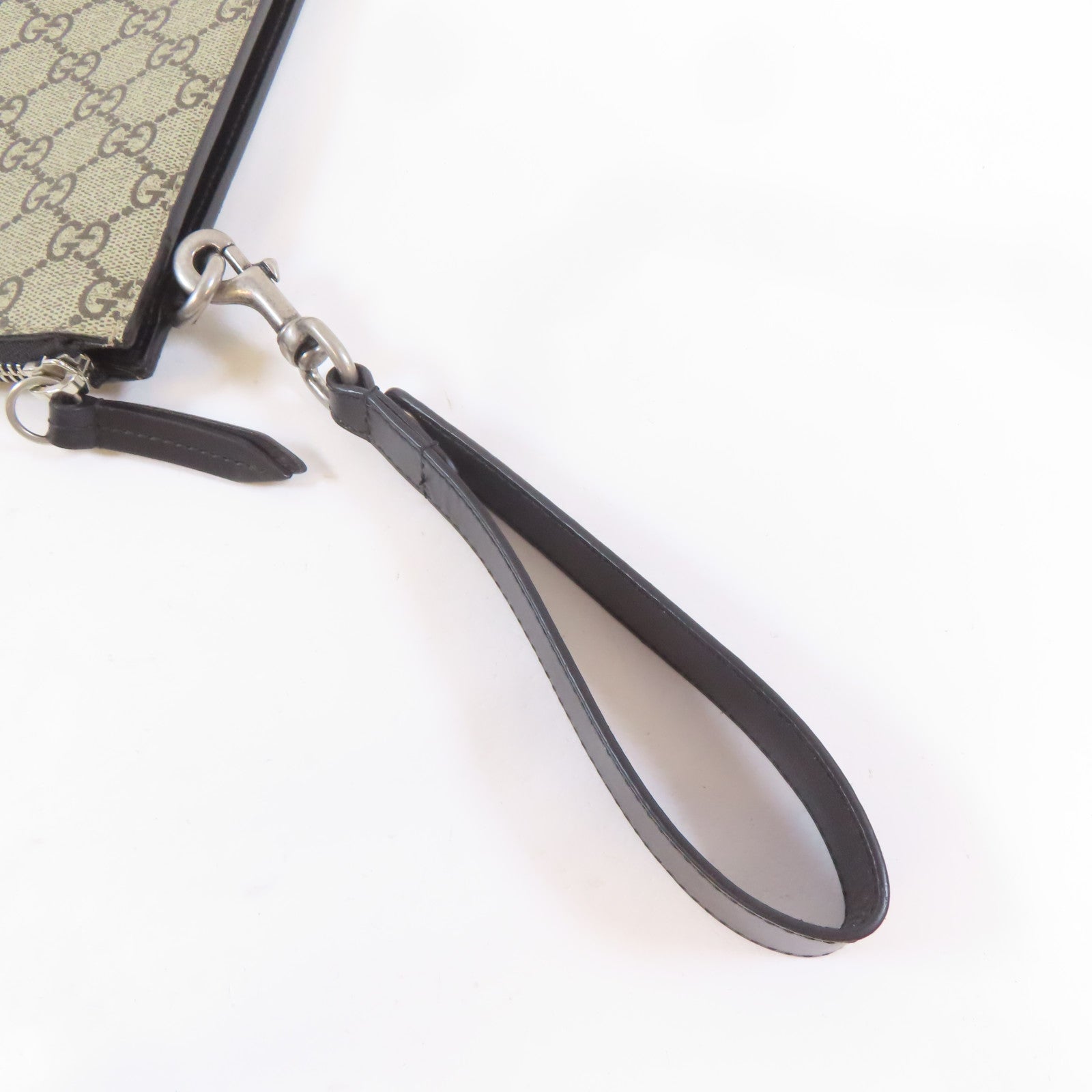 GUCCI 【激減優惠】塗層帆布Hang Bag銀扣手拿包啡色/黑色