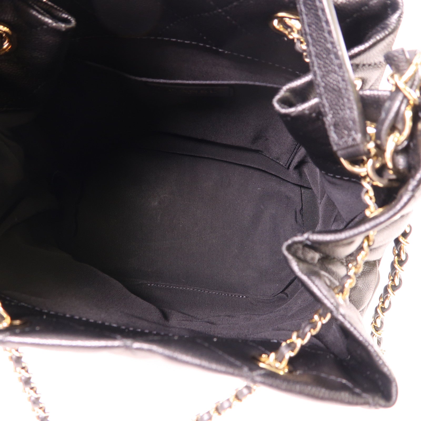 CHANEL CC GHW 2 Way Shoulder Bucket Bag Calfskin Leather Black