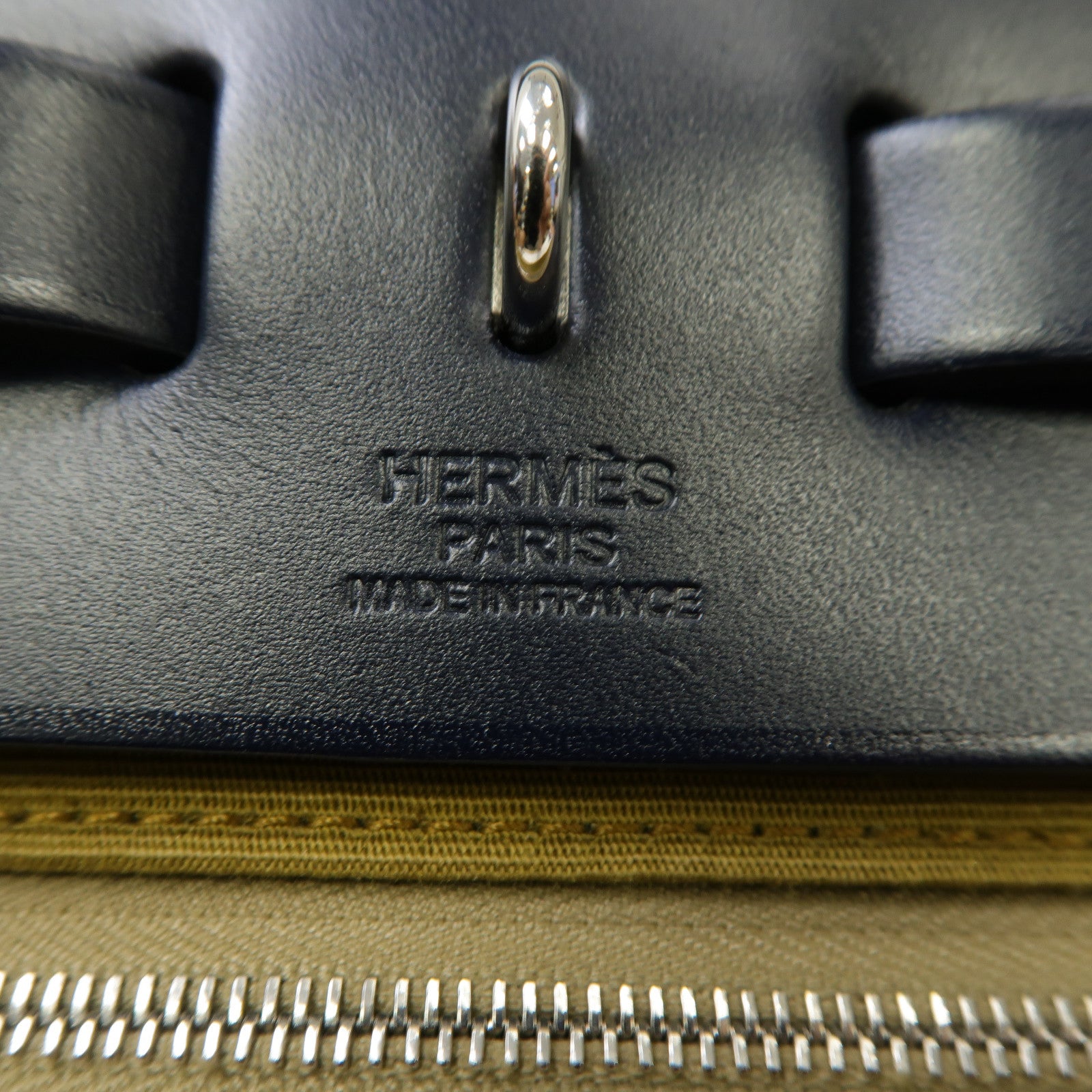 HERMES 【激減優惠】帆布Herbag PM銀扣手挽肩背兩用袋綠色