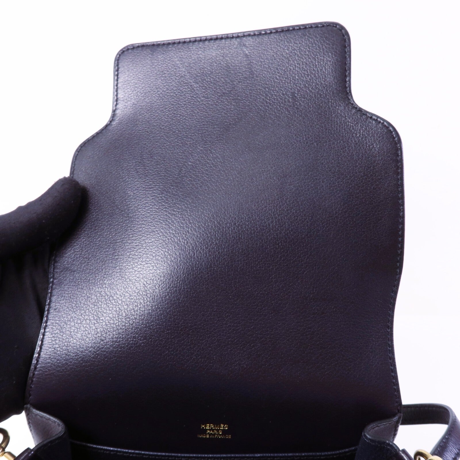 HERMES Evergrain皮革Roulis Mini金扣肩背袋Bleu Indigo