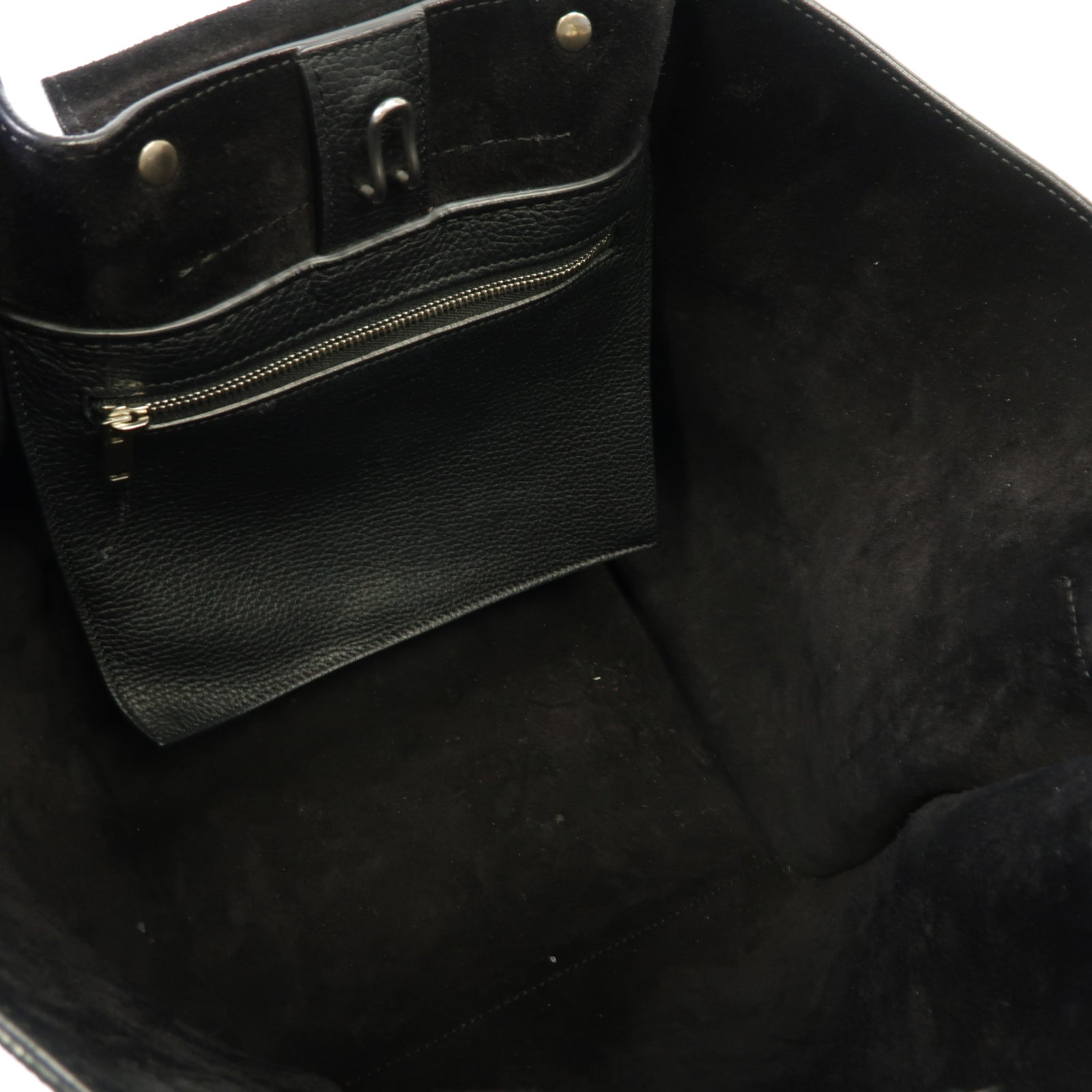 CELINE 牛皮皮革Big Bag銀扣手挽肩背兩用袋黑色