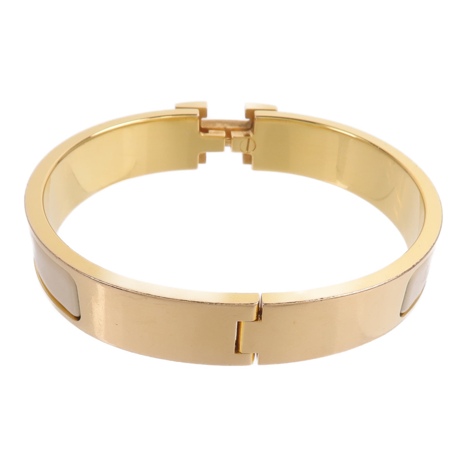 HERMES 金屬/琺瑯Clic H Bracelet手鐲Creme