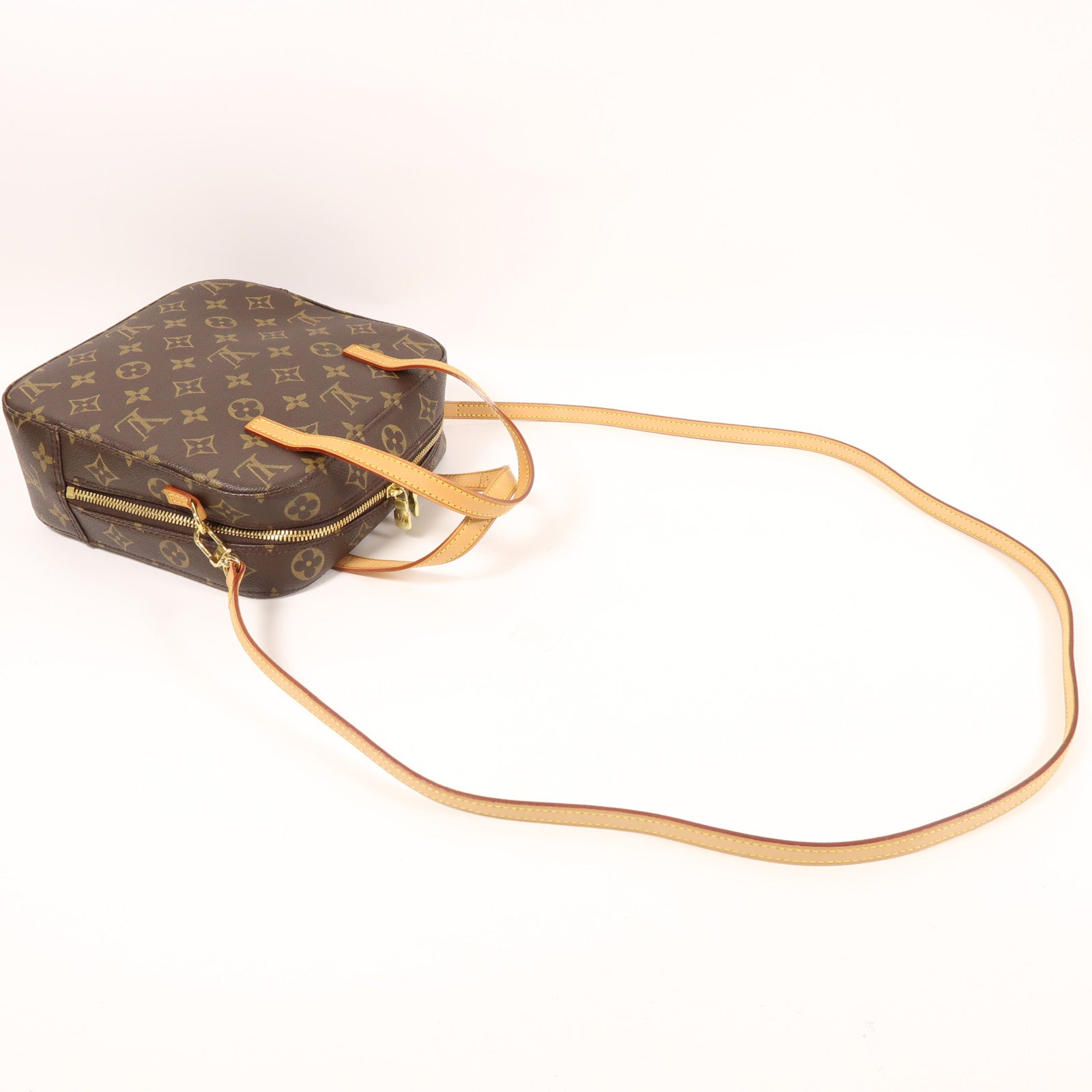LOUIS VUITTON Monogram Spontini金扣手挽肩背兩用袋棕色
