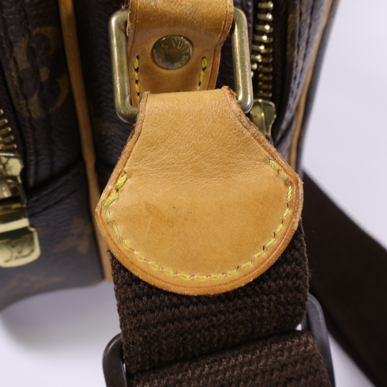 LOUIS VUITTON Monogram Reporter PM金扣肩背袋棕色