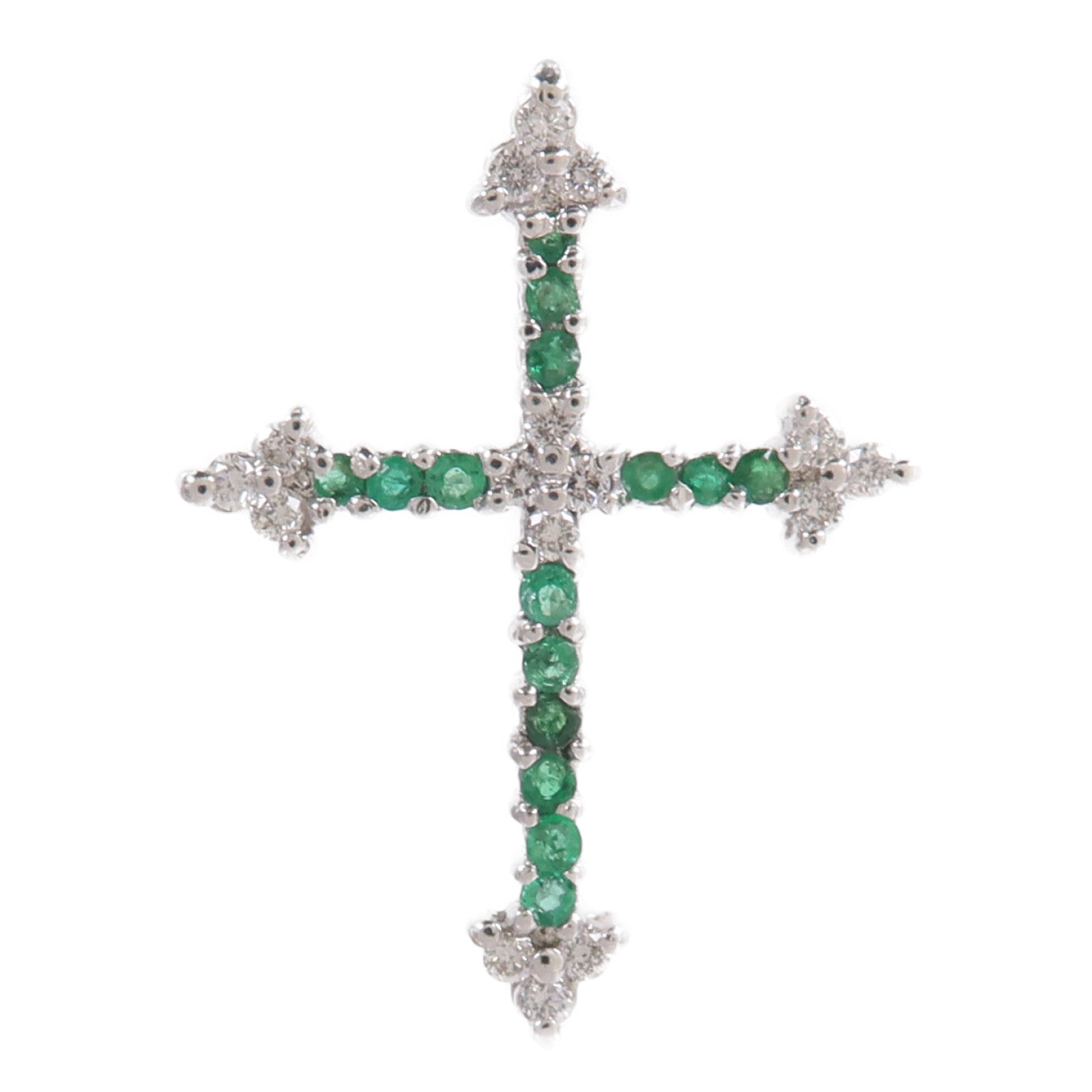 JEWELRY 18K白金Emerald Diamond Pendant Top綠寶石/鑽石吊墜