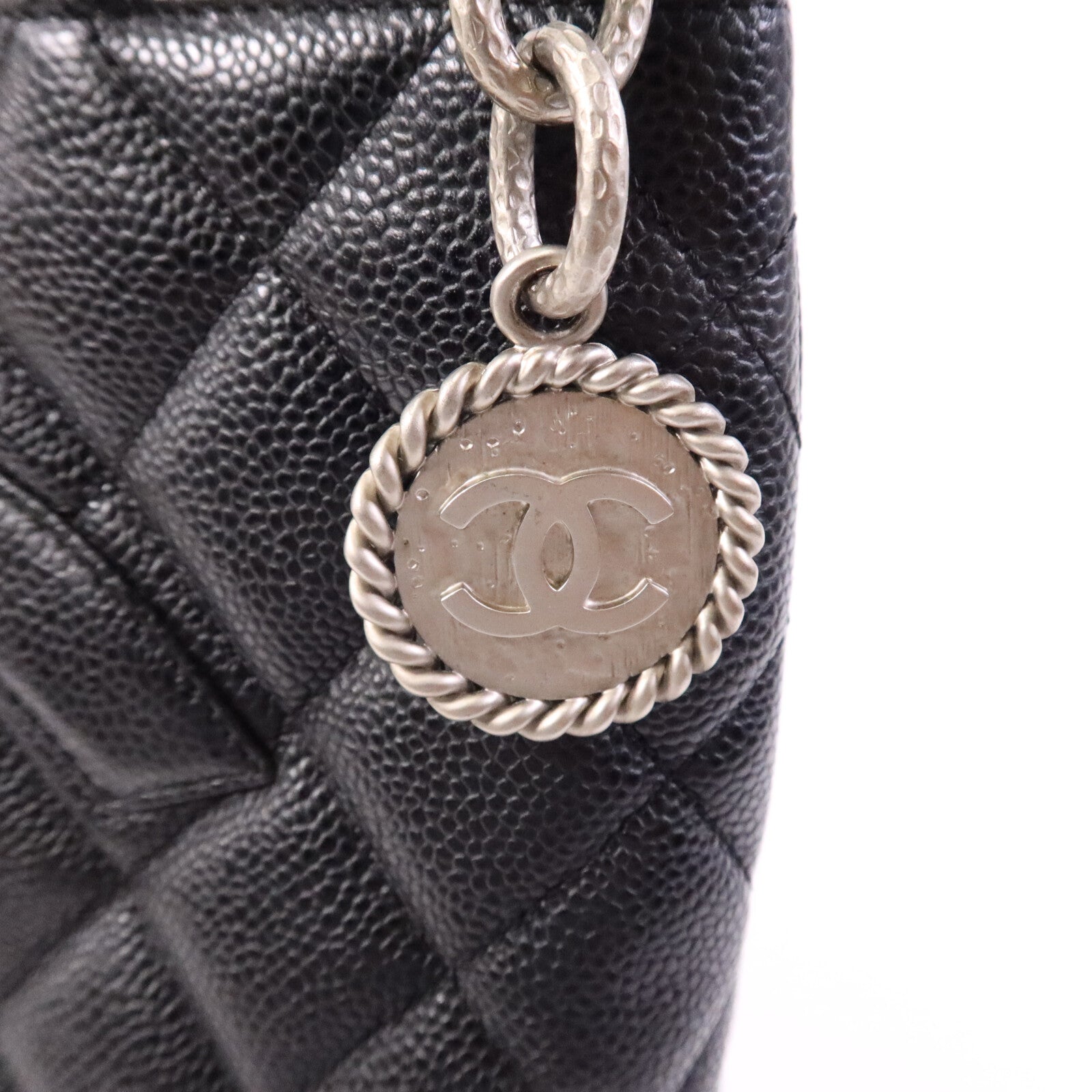 CHANEL 牛皮皮革Shoulder Bag銀扣肩背袋