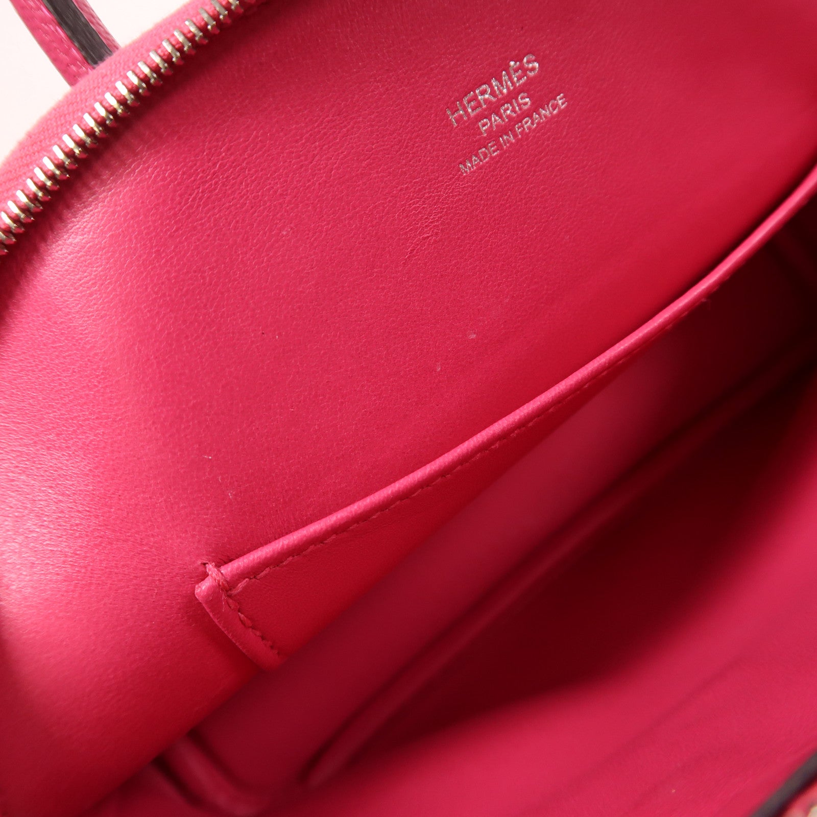 HERMES 【激減優惠】Chevre皮革Mini Bolide銀扣手挽肩背兩用袋Rose Pourpre