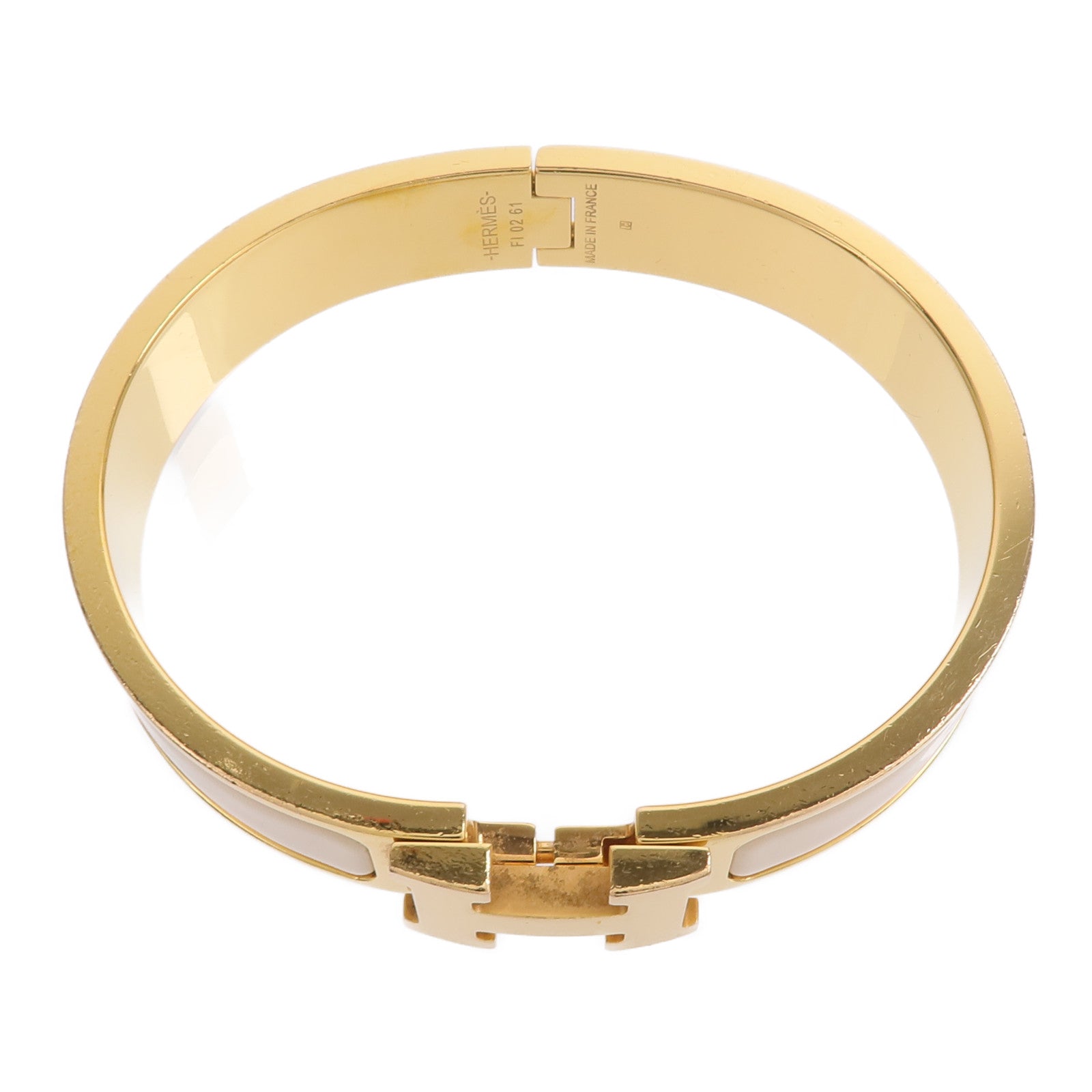 HERMES 金屬/琺瑯Clic H Bracelet手鐲Creme