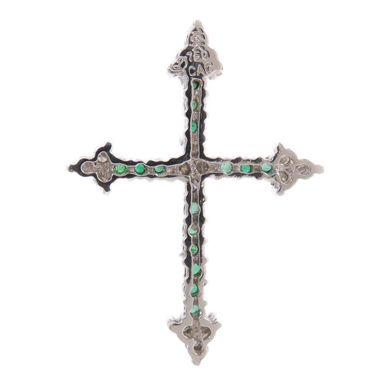 JEWELRY 18K白金Emerald Diamond Pendant Top綠寶石/鑽石吊墜