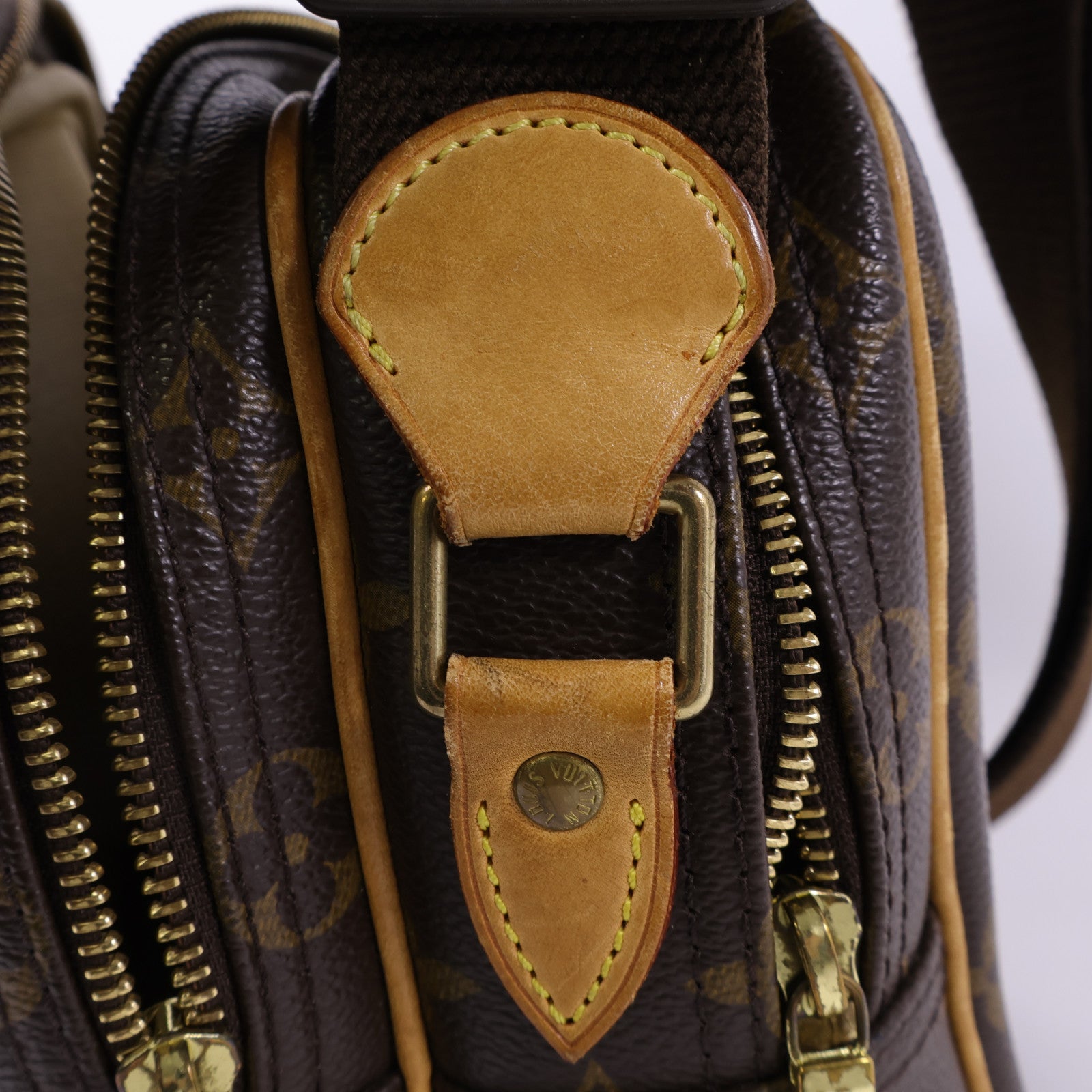 LOUIS VUITTON Monogram Reporter PM金扣肩背袋棕色