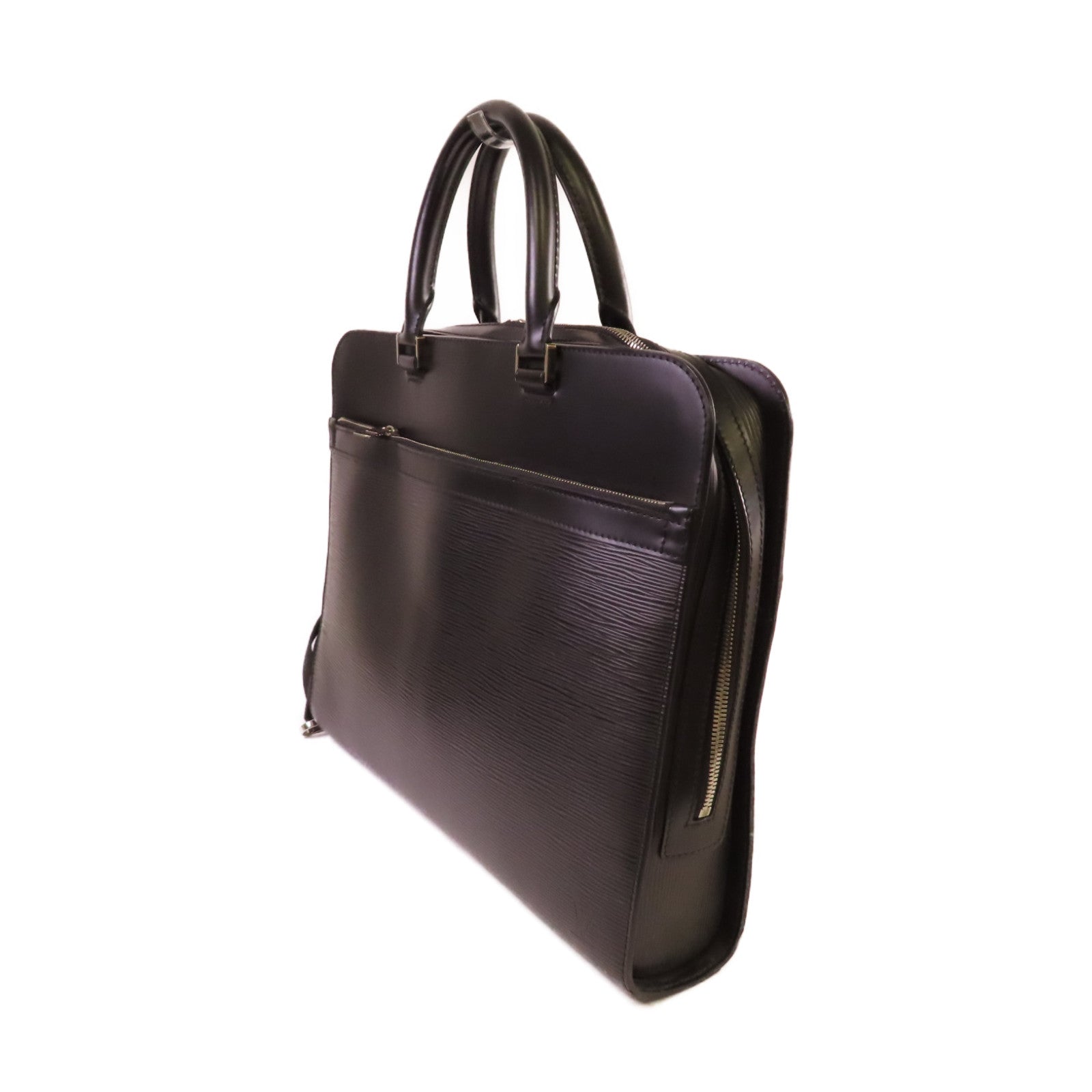 LOUIS VUITTON 【激減優惠】Epi Bassano MM Business Bag銀扣手挽肩背兩用公事包黑色