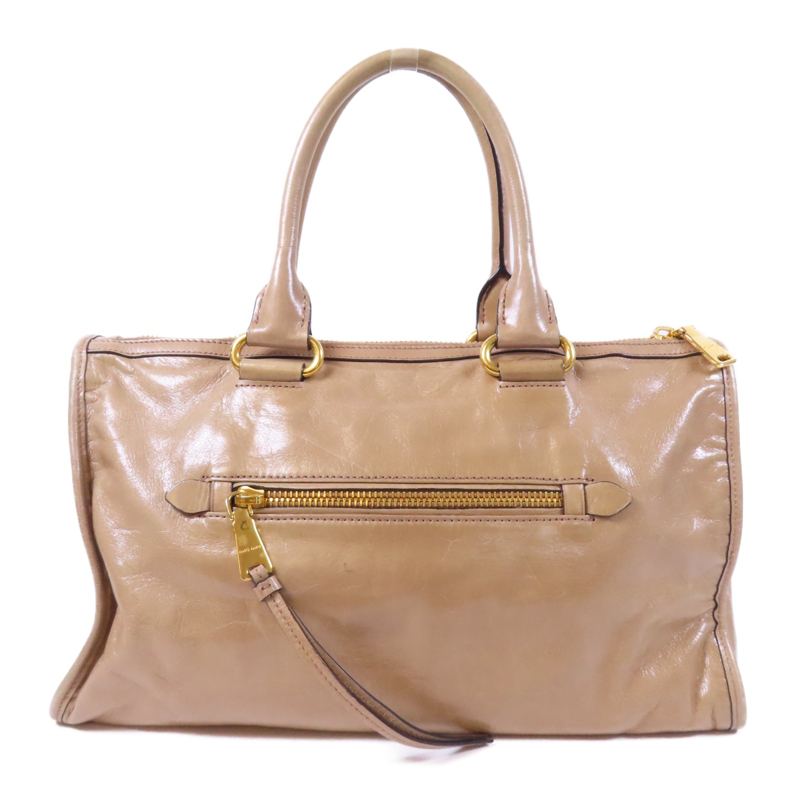 Miu Miu 牛皮皮革Shoulder Bag金扣手挽肩背兩用袋米色